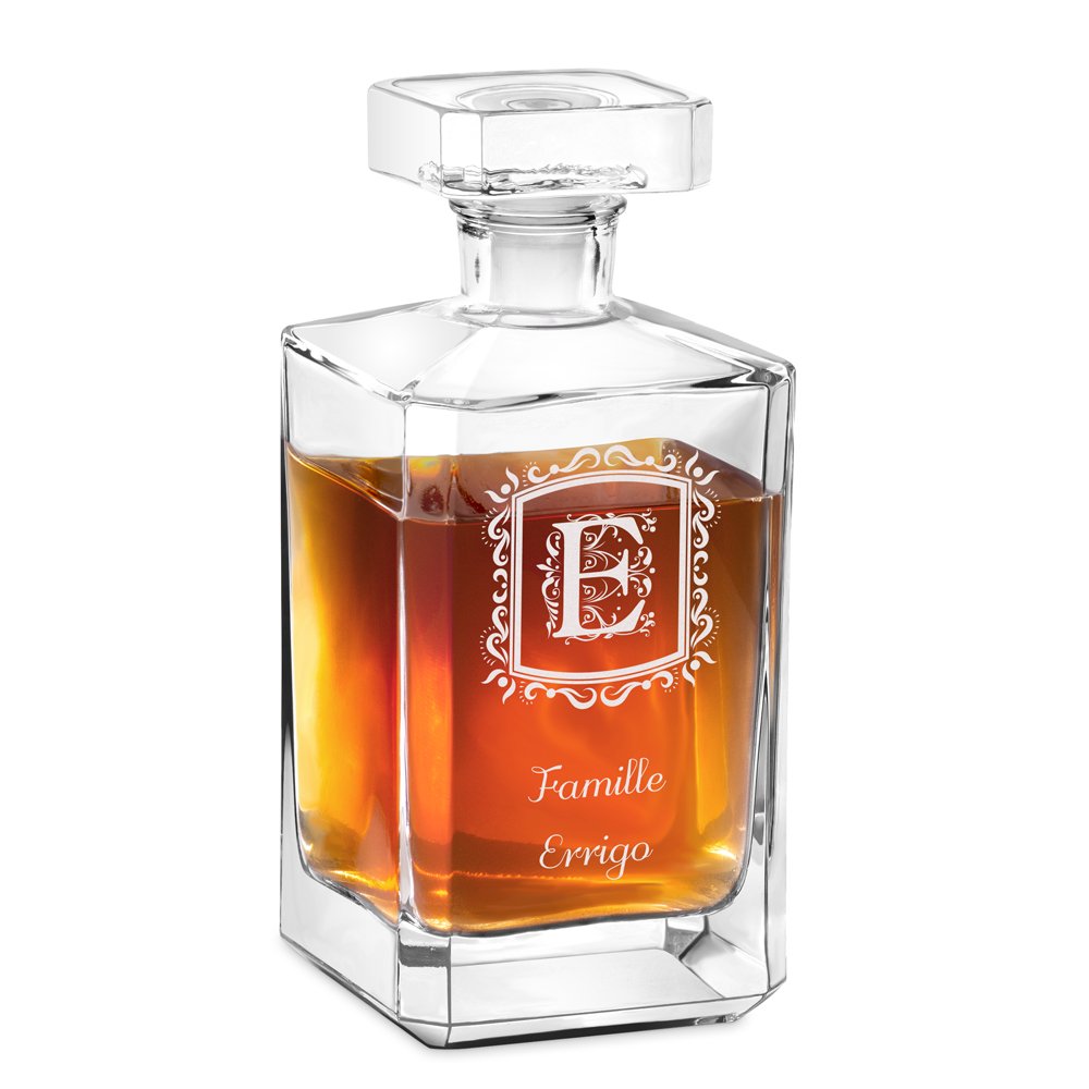 Decantador de whisky Bourbon Murrano con grabado para familia y amigos