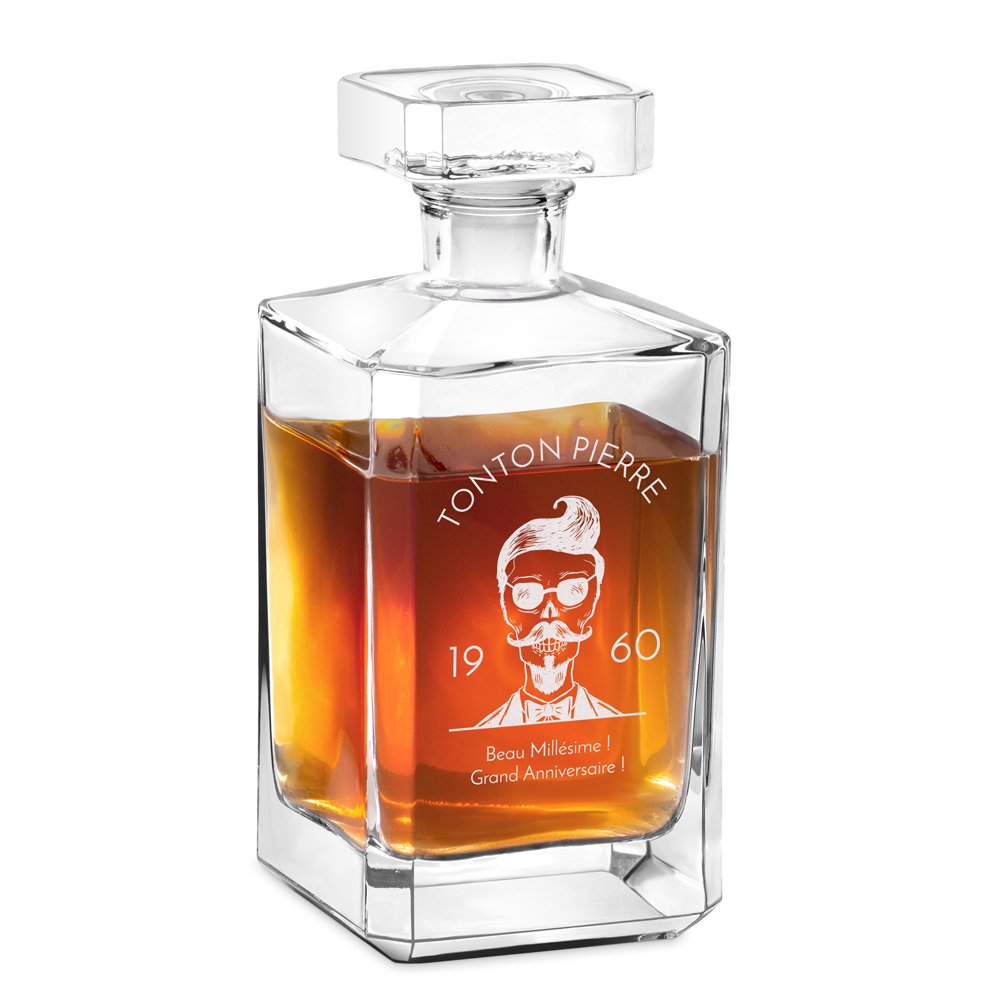Decantador de bourbon Murrano con grabado para tonton