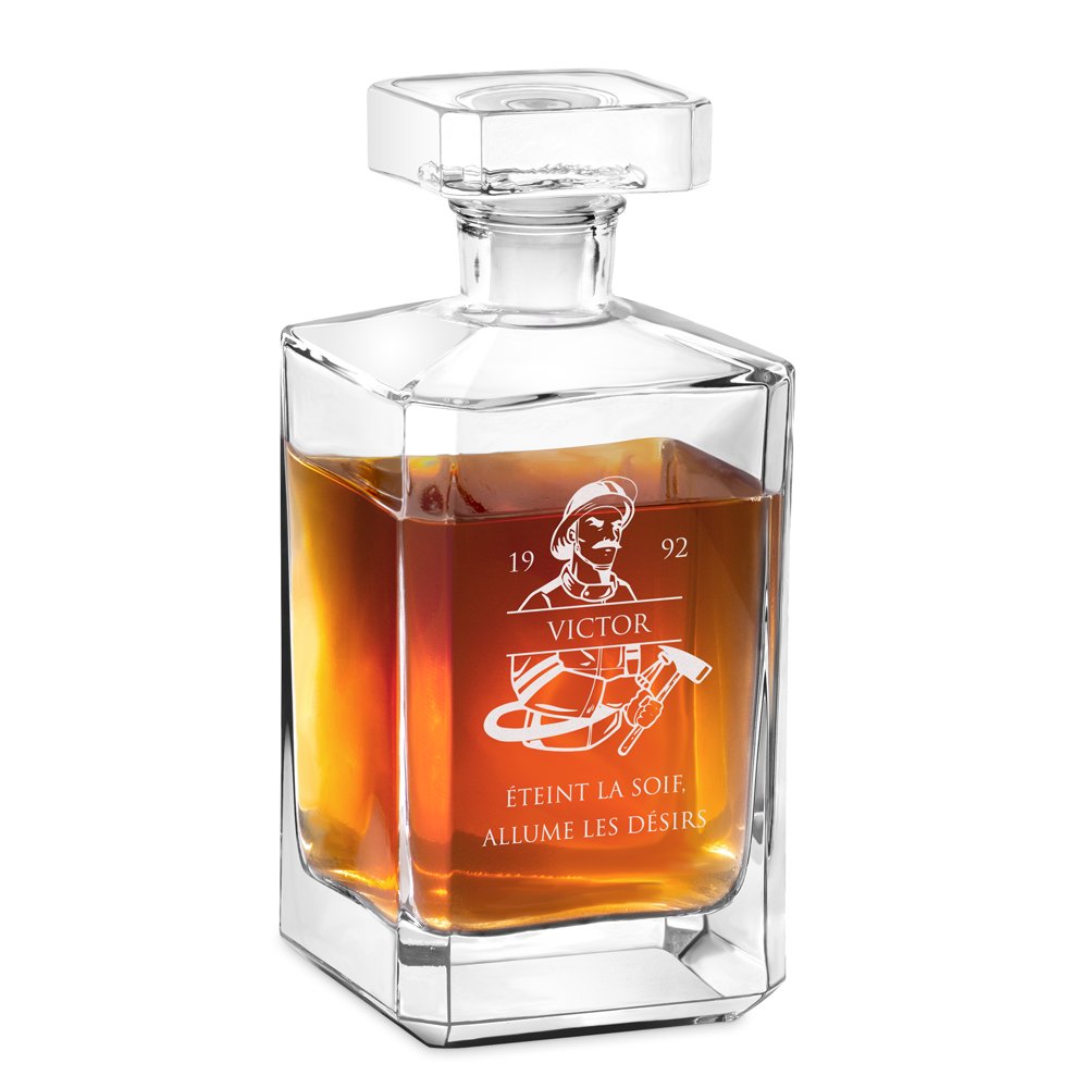 Cajón de whisky Bourbon Murrano con grabado láser - Bombero