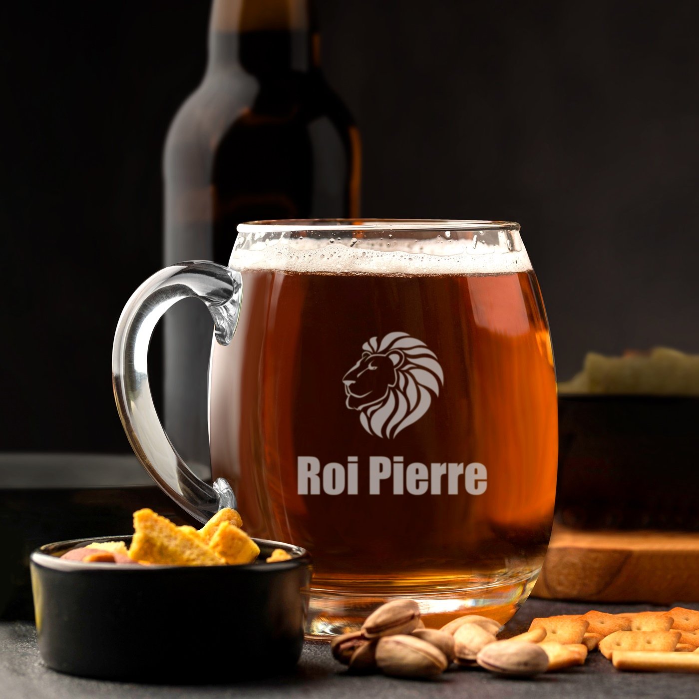 Taza de cerveza de vidrio moderno Murrano con grabado personalizado para él, director jefe