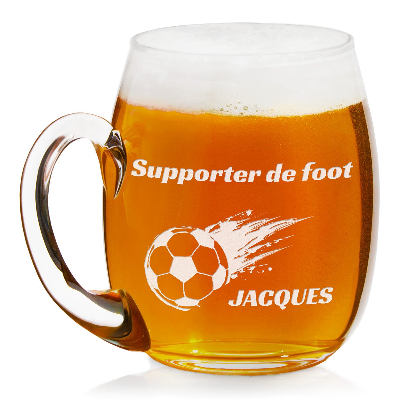 Taza de cerveza de vidrio moderno Murrano con grabado para fanático del fútbol
