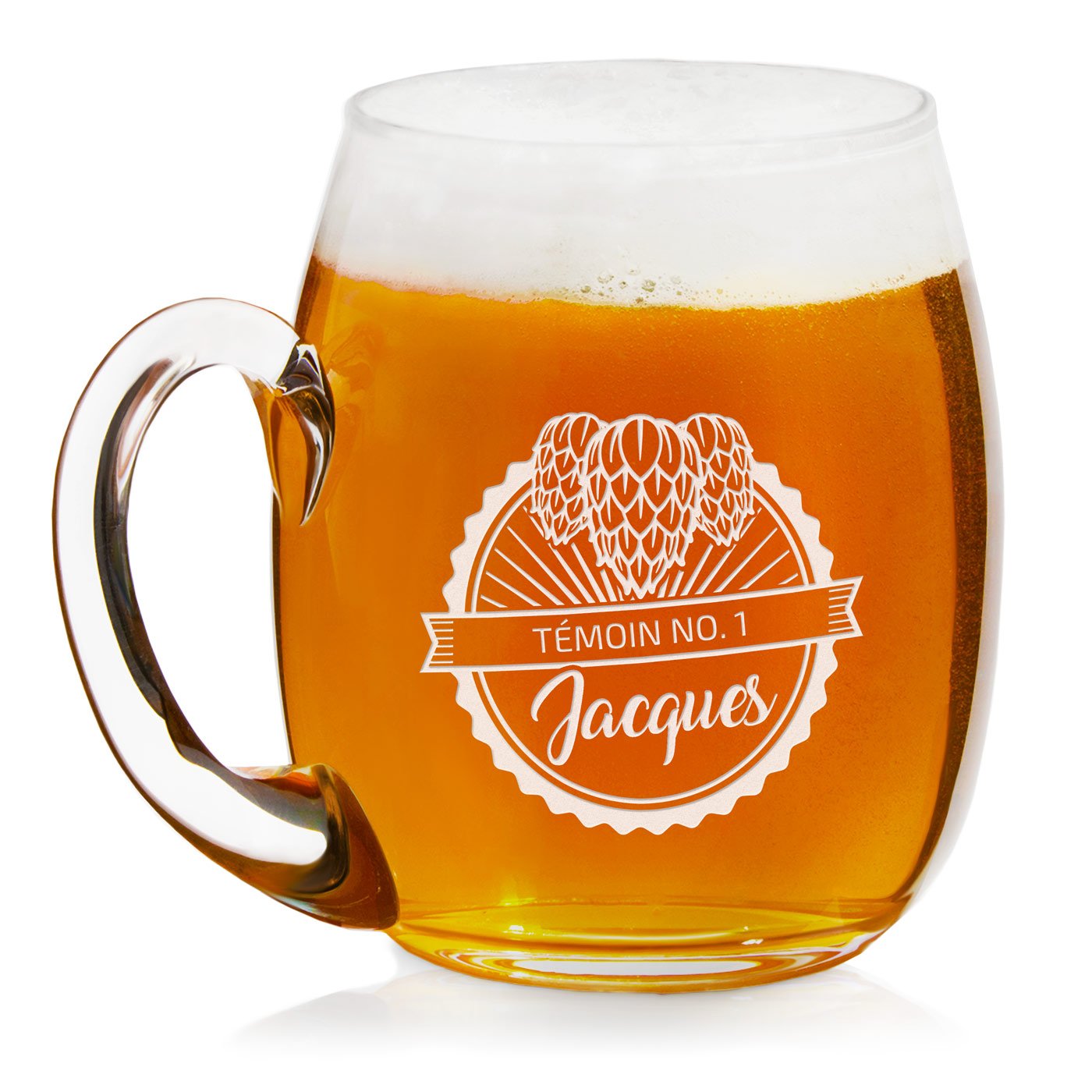 Taza de cerveza Murrano de diseño moderno con grabado personalizado para el mejor hombre