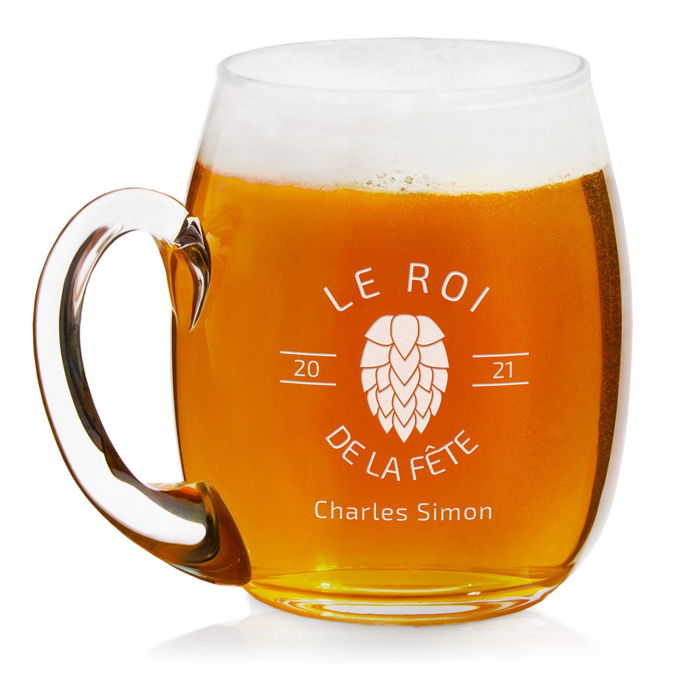 Taza de cerveza de vidrio moderno Murrano con grabado para ingeniero