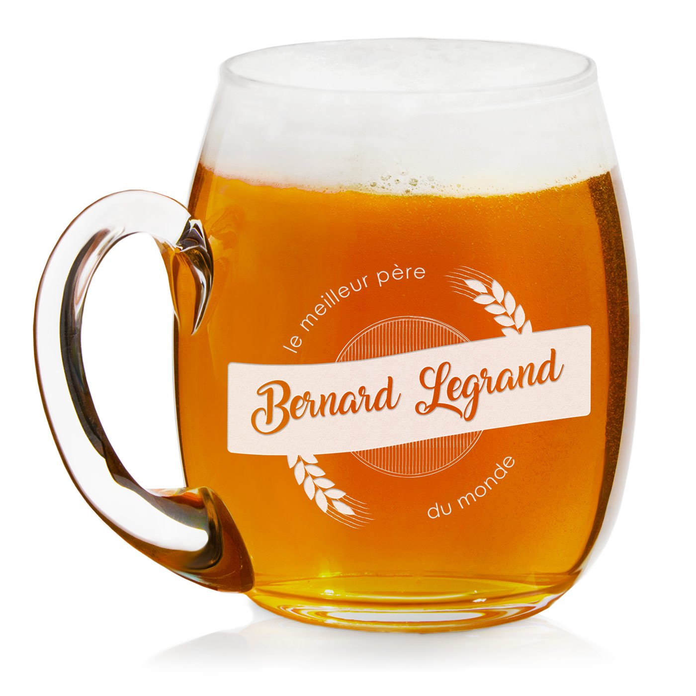 Taza de cerveza Murrano moderna de vidrio con grabado personalizado para el mejor padre del mundo