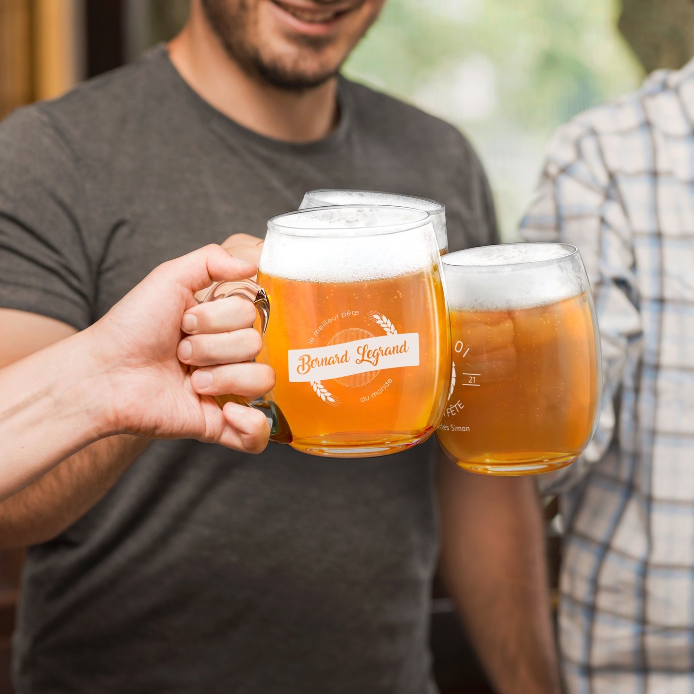 Taza de cerveza Murrano moderna de vidrio con grabado personalizado para el mejor padre del mundo