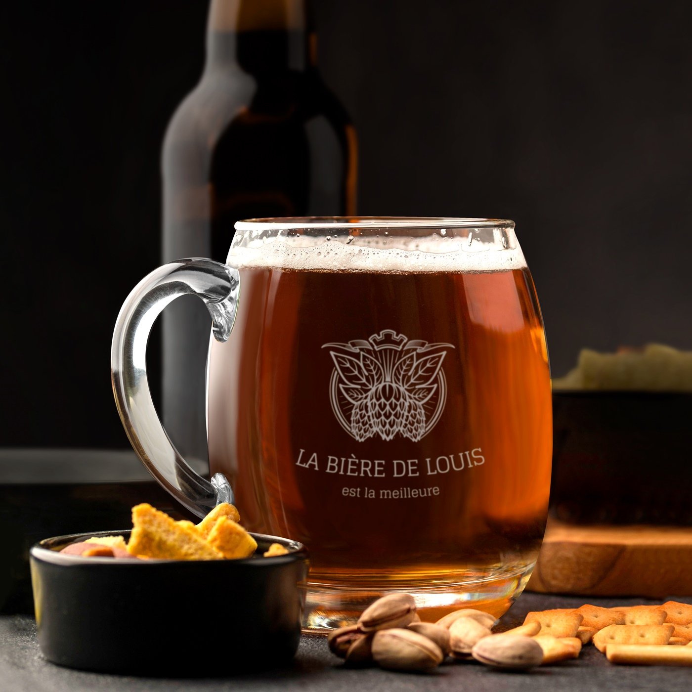 Taza de cerveza moderna Murrano con grabado personalizado para amantes de la cerveza