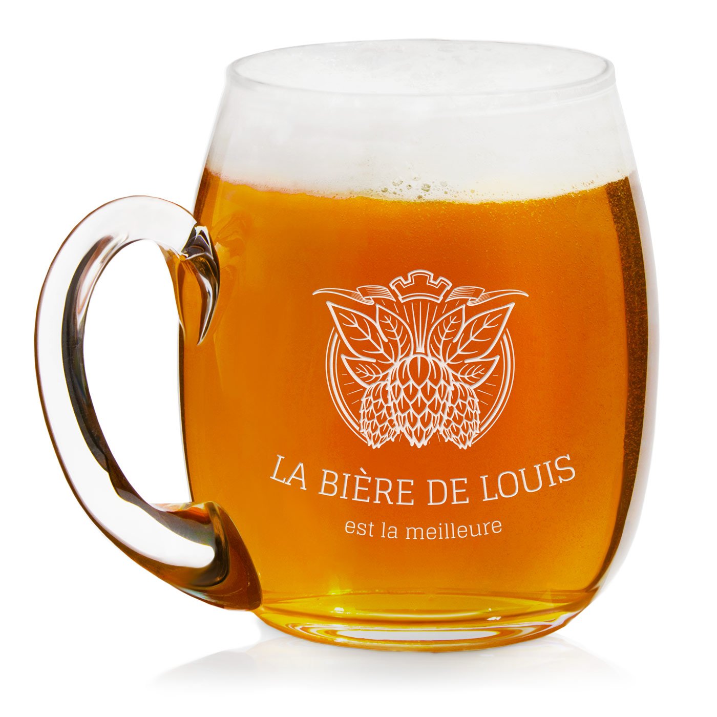 Taza de cerveza moderna Murrano con grabado personalizado para amantes de la cerveza