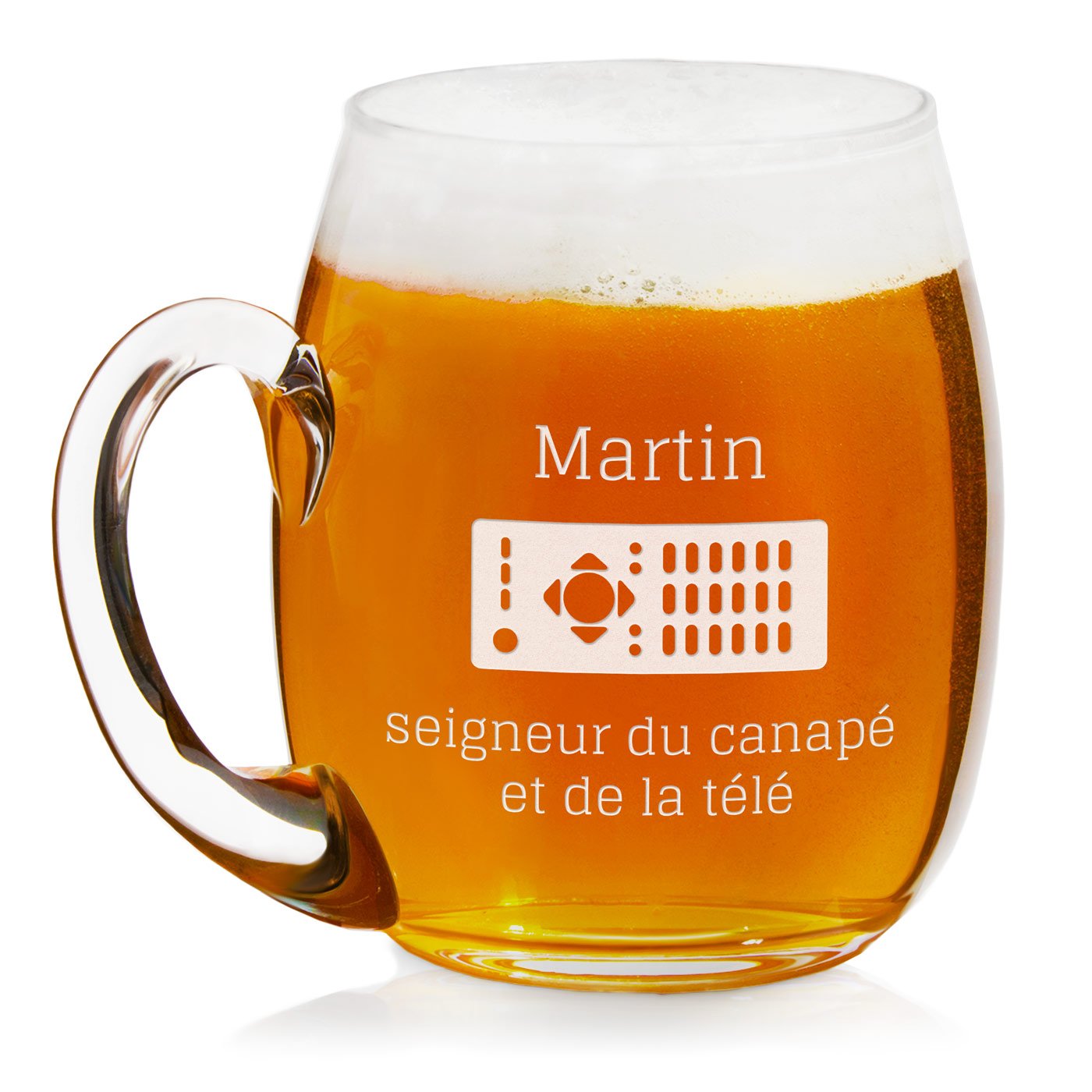 Taza de cerveza de vidrio moderno Murrano con grabado para fanáticos del cine