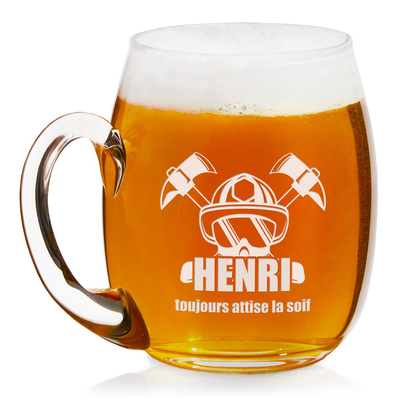 Taza de cerveza Murrano moderna con grabado para un bombero