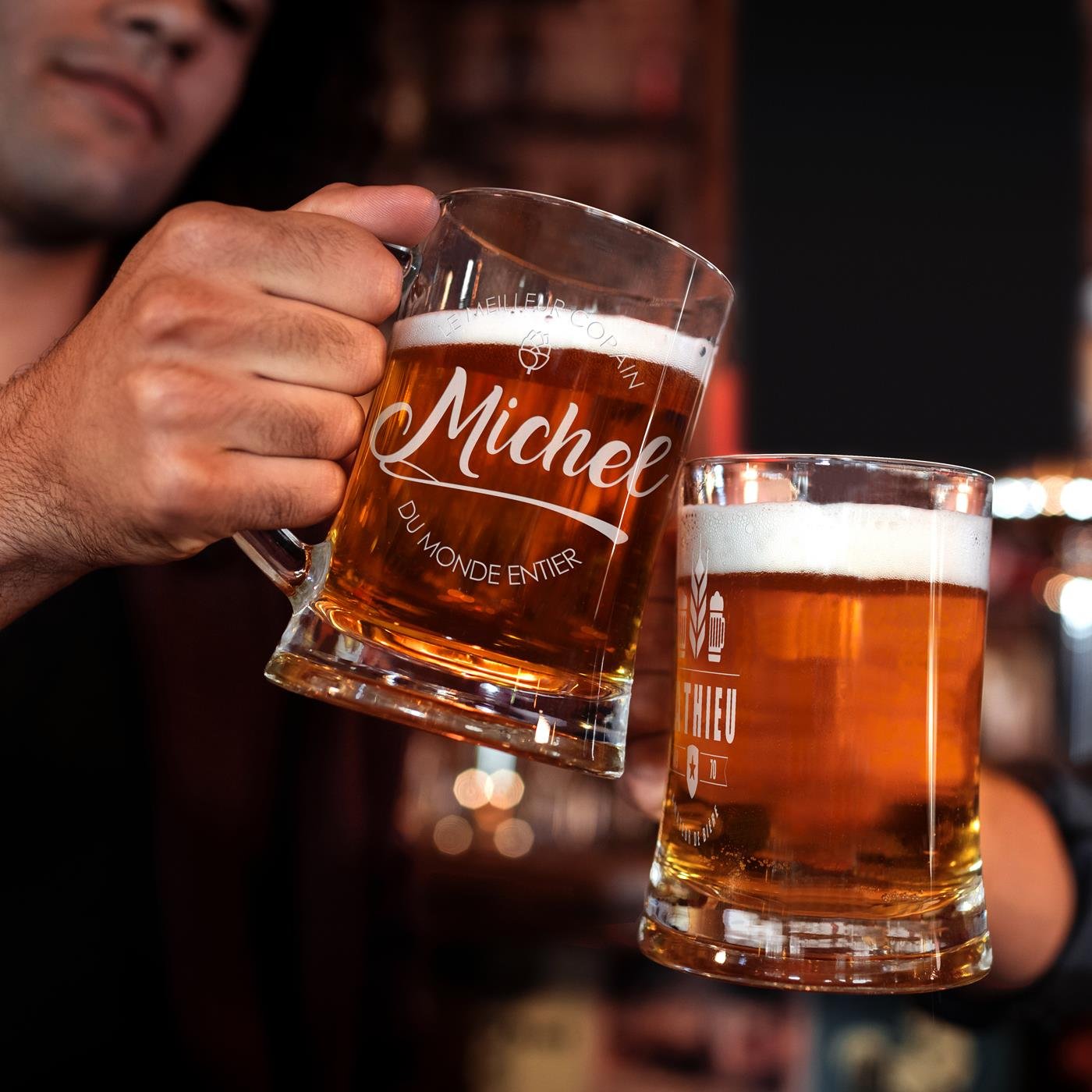 Taza de cerveza personalizada Murrano con grabado láser para un mejor amigo