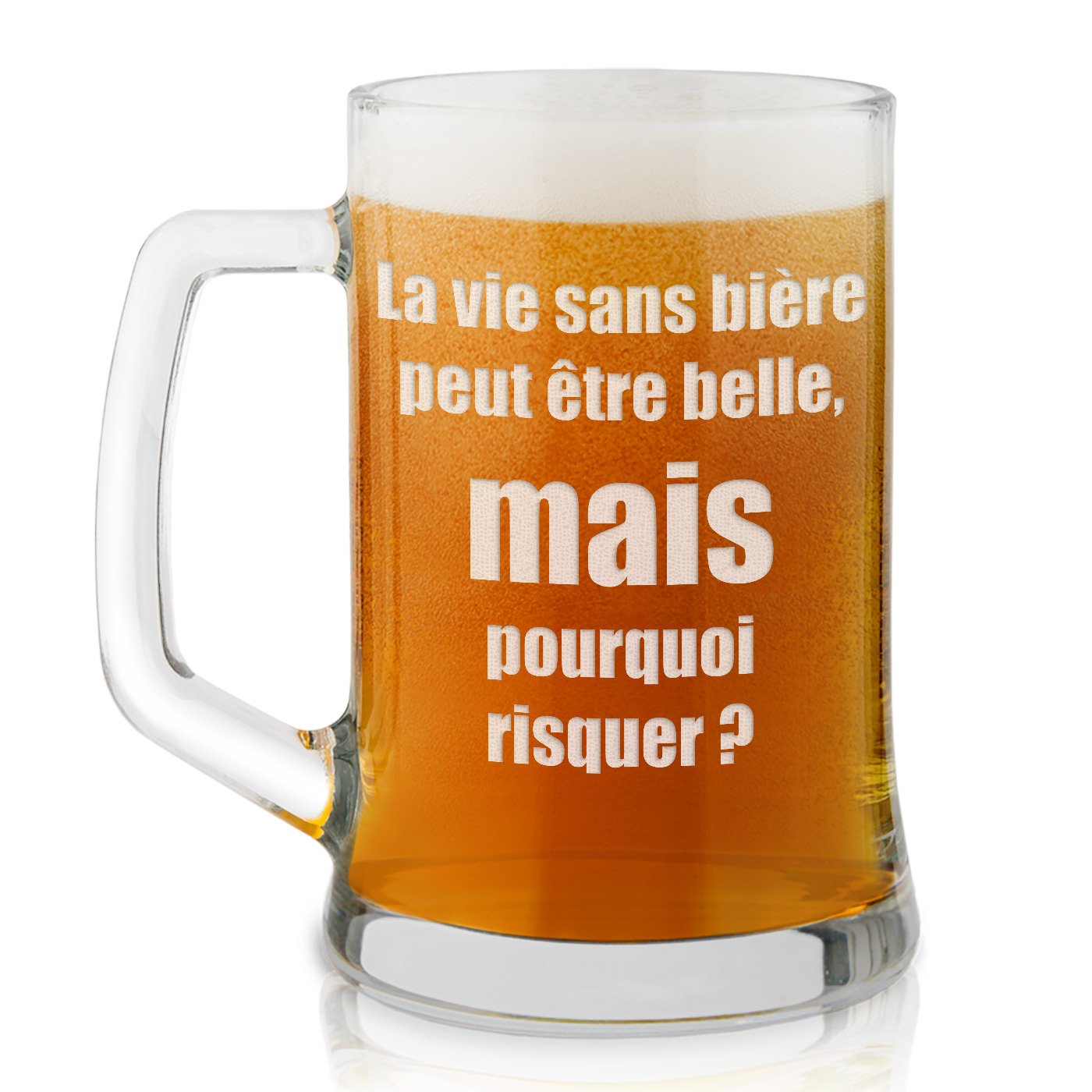 Taza de cerveza personalizada Murrano con grabado láser para un colega de trabajo
