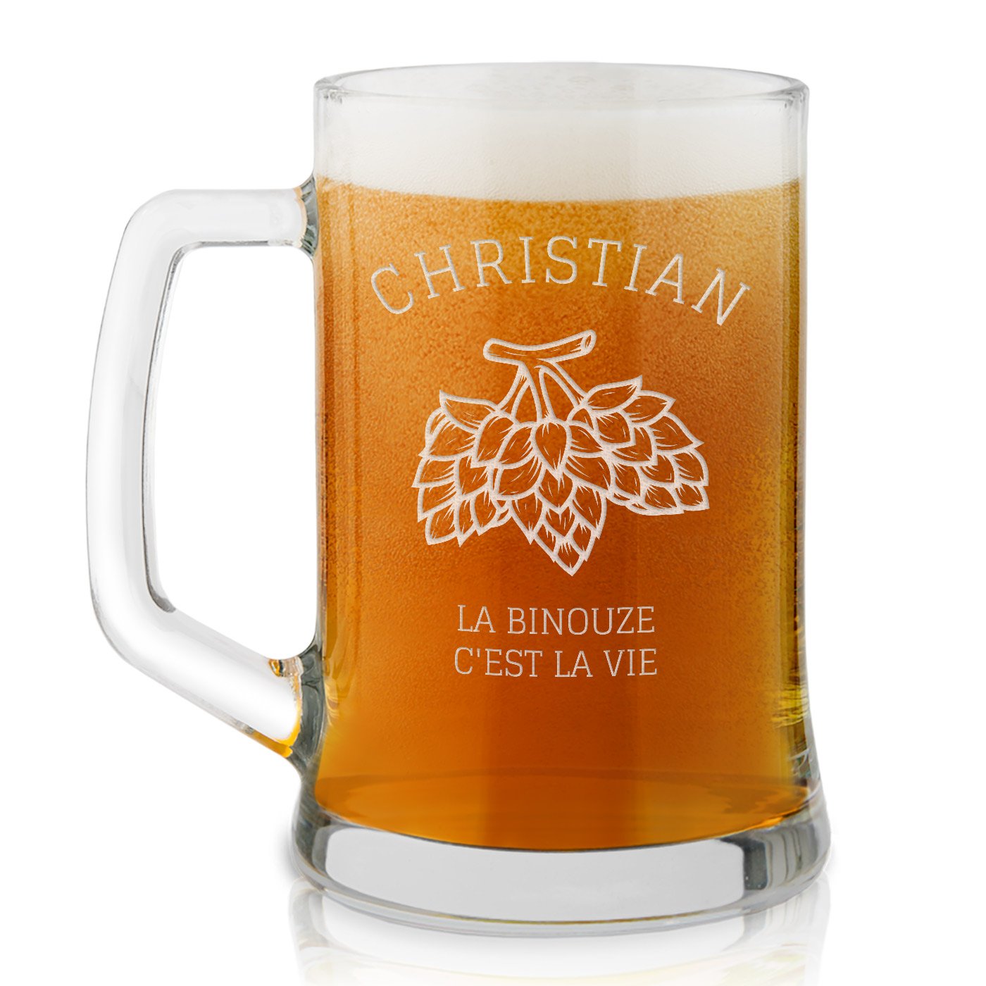 Murrano Personalized Beer Glass Mug with Laser Engraving for Men