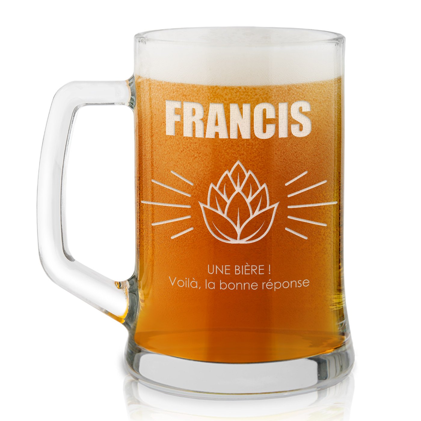 Taza de cerveza personalizada Murrano para el cumpleaños de tu cuñado