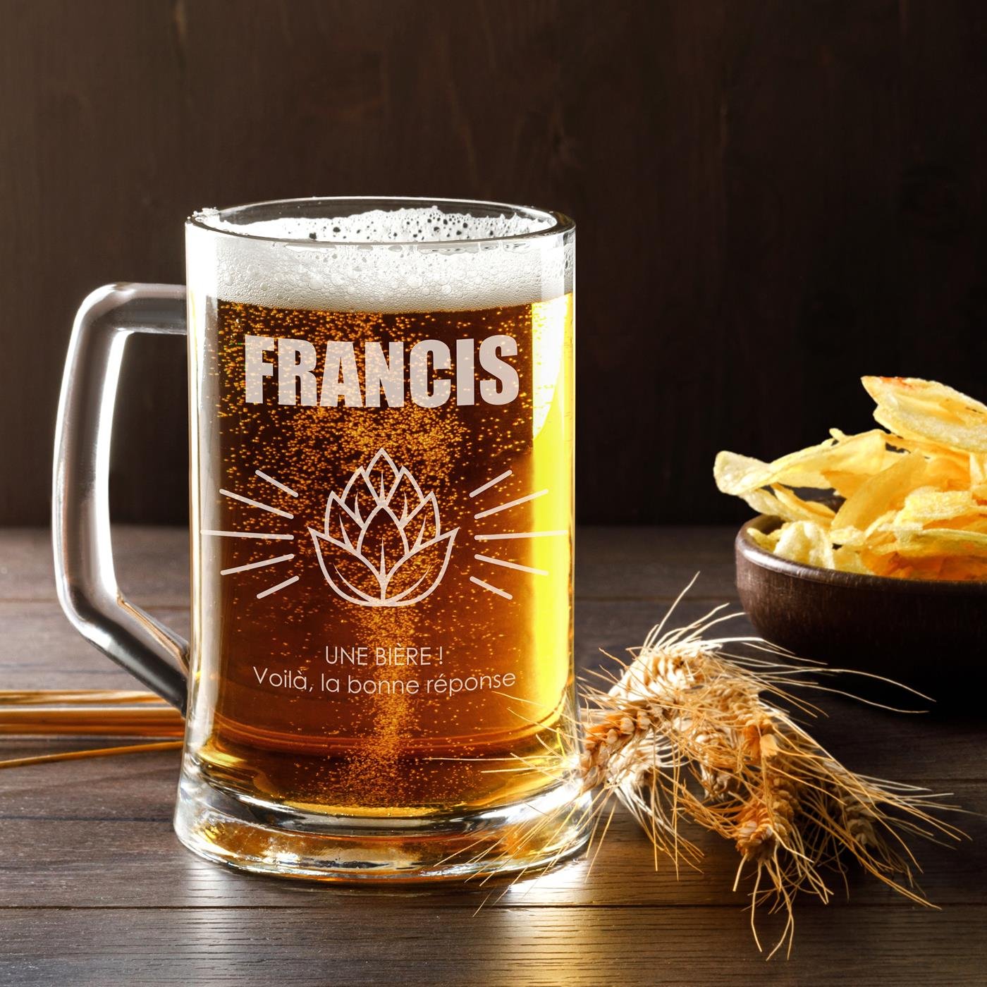 Taza de cerveza personalizada Murrano para el cumpleaños de tu cuñado