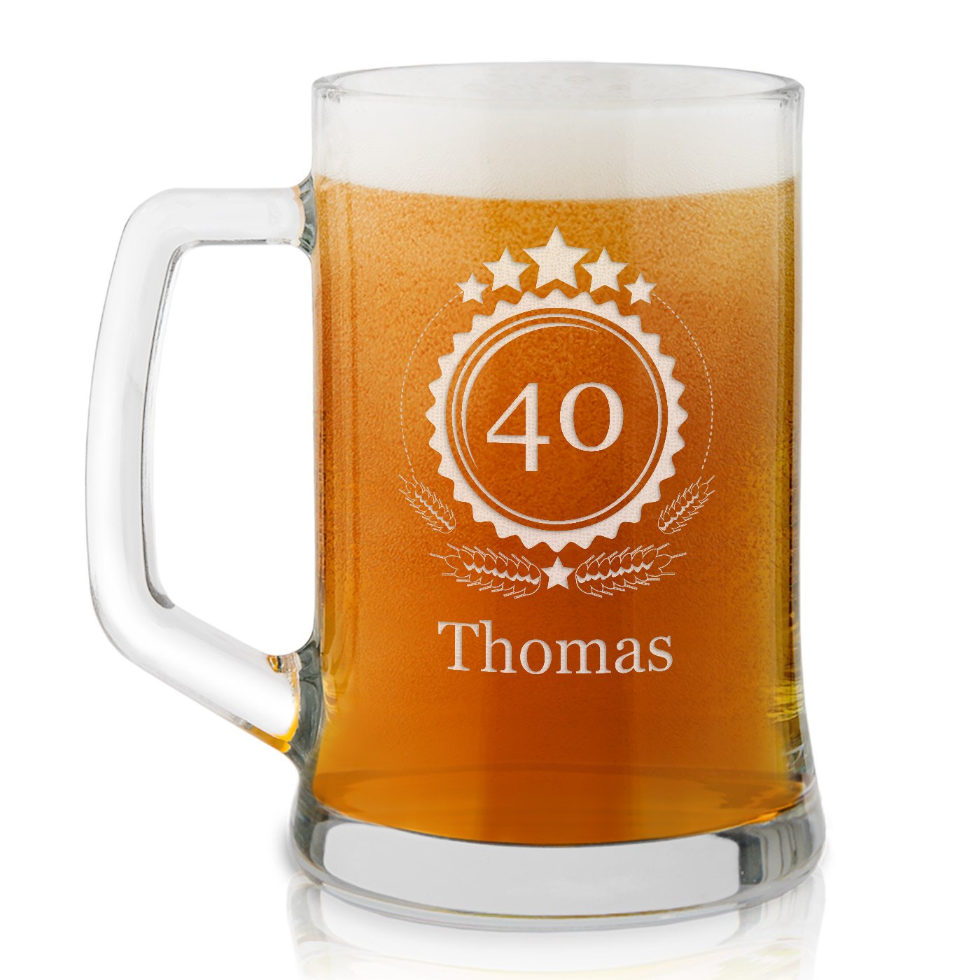 Taza de Cerveza de Vidrio Personalizada Murrano para su 40º Cumpleaños