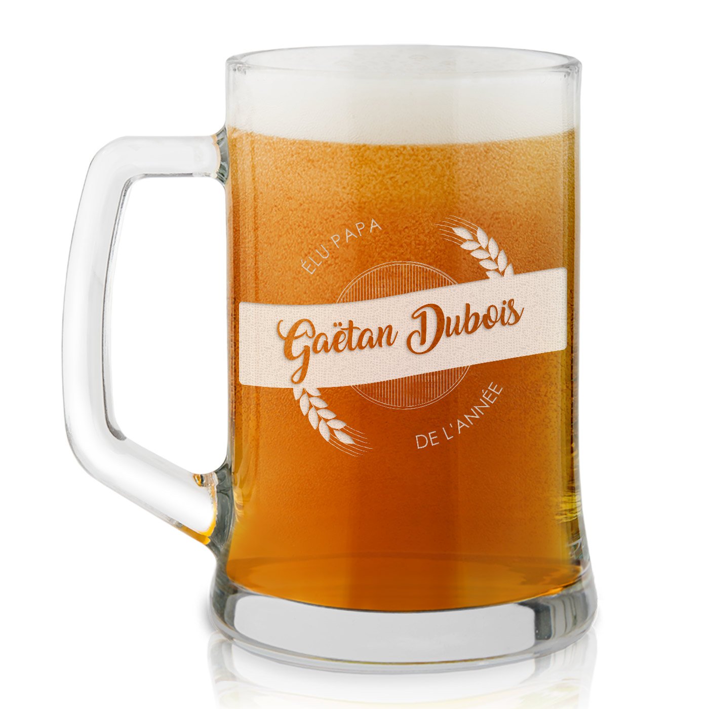 Taza de cerveza de vidrio personalizada Murrano con grabado para el mejor papá