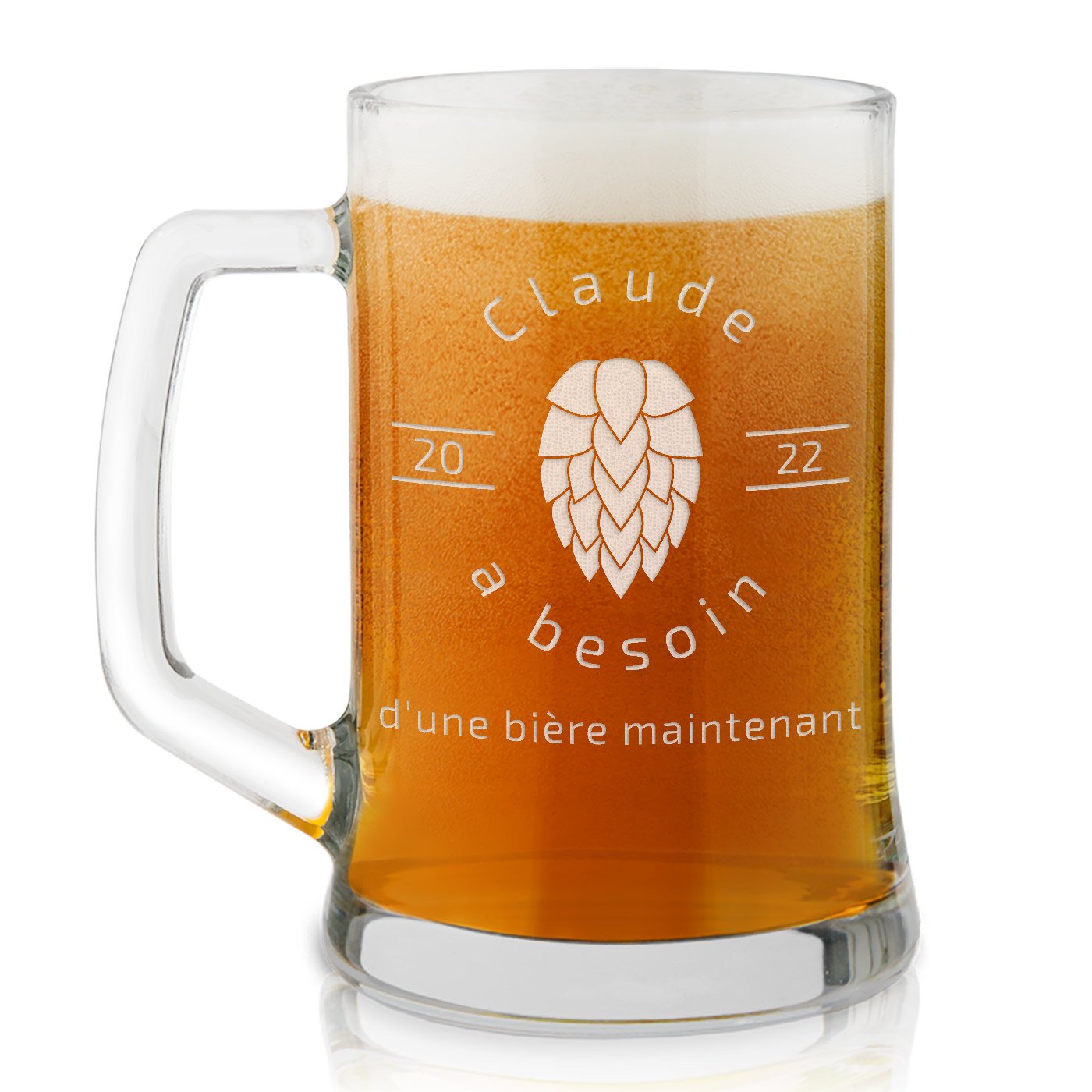 Murrano Personalized Beer Glass Mug with Laser Engraving for a Party Lover