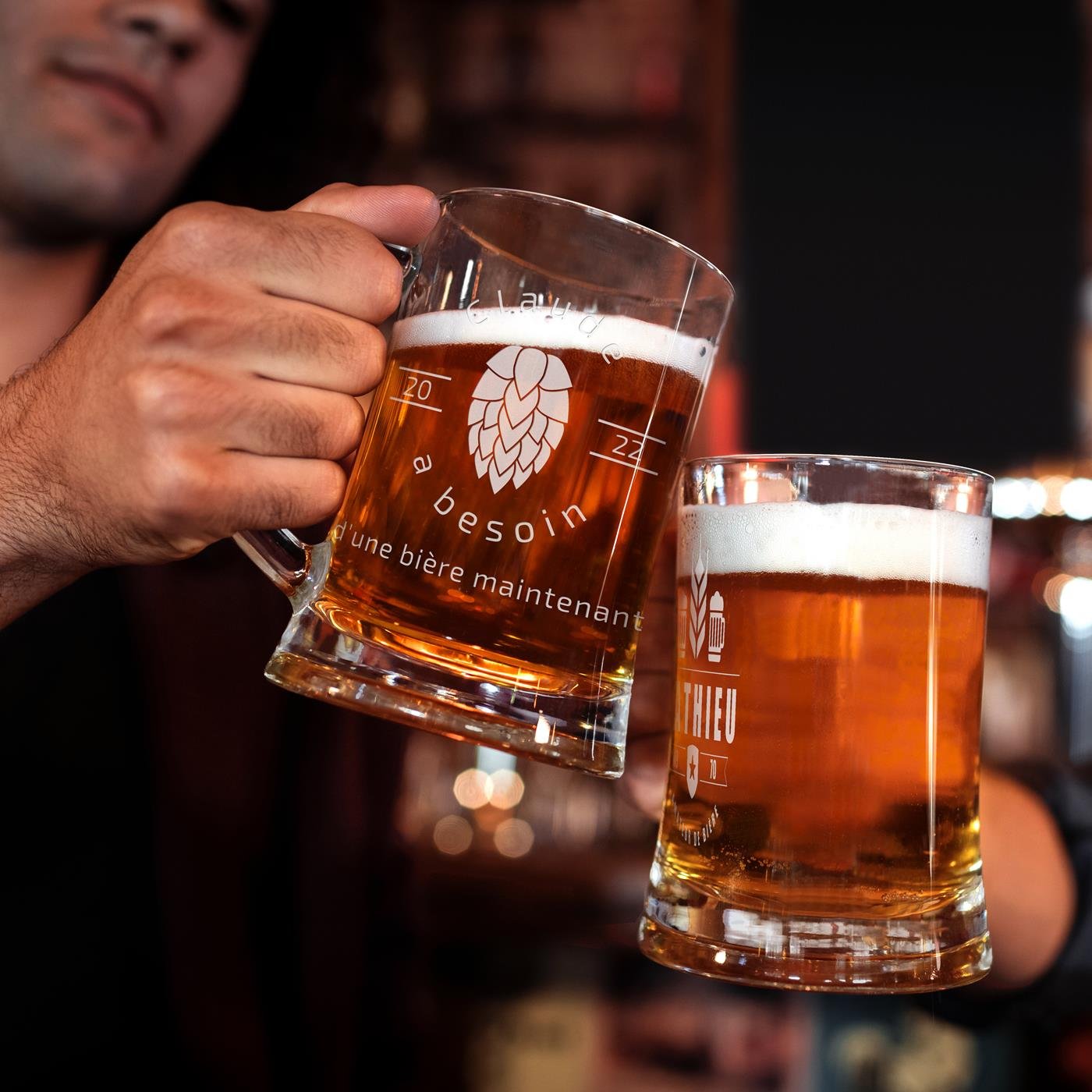 Murrano Personalized Beer Glass Mug with Laser Engraving for a Party Lover