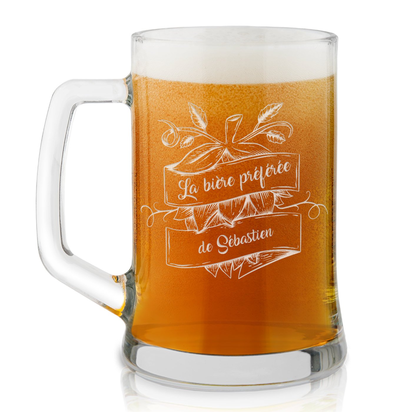 Taza de cerveza personalizada Murrano con grabado láser