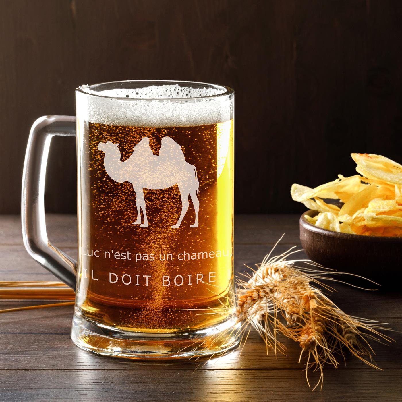 Murrano Custom Beer Glass Mug with Laser Engraving for Beer Enthusiast Men