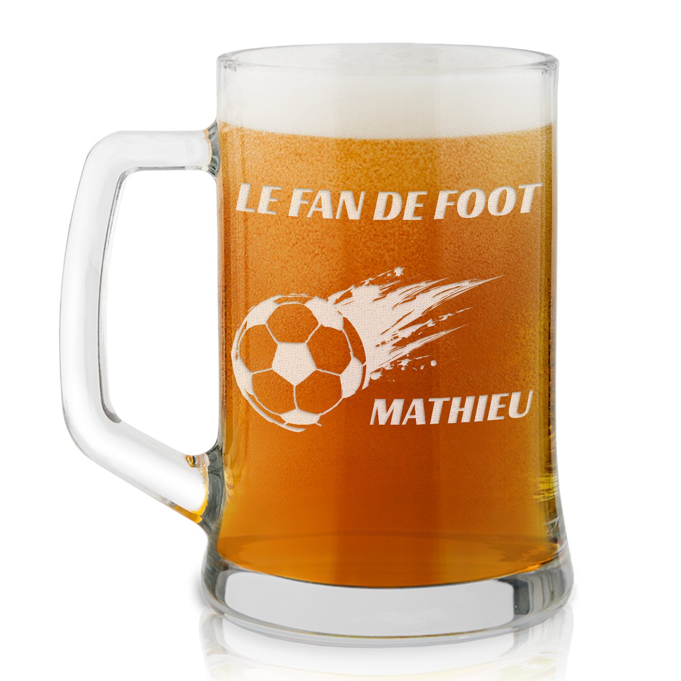 Taza de cerveza personalizada Murrano con grabado láser para fan de fútbol