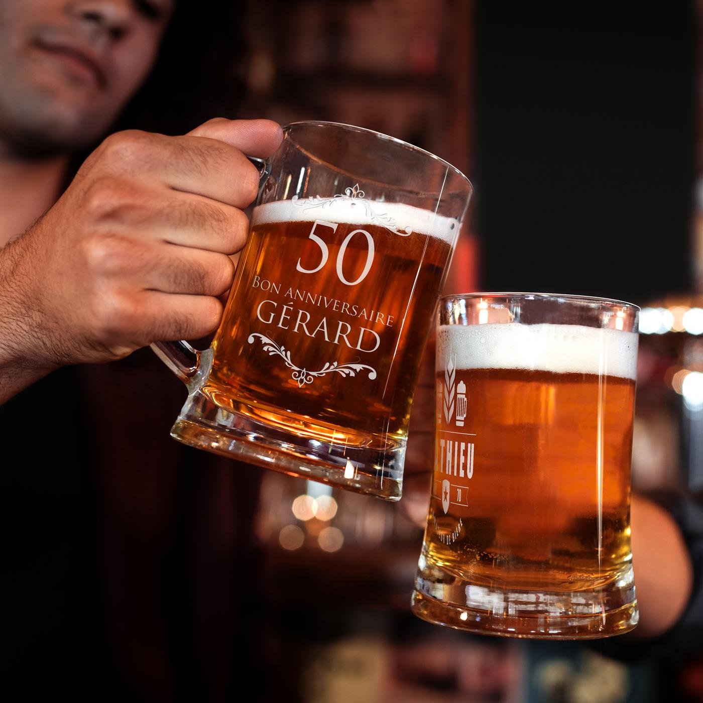 Taza de cerveza personalizada Murrano para el 50º aniversario