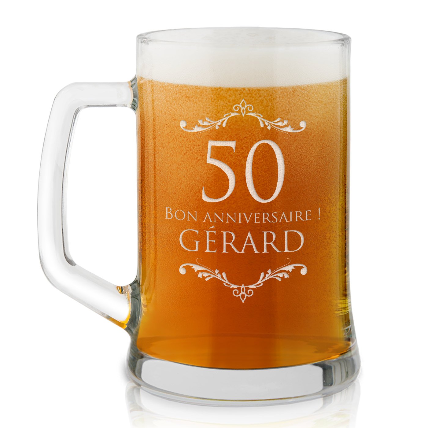 Taza de cerveza personalizada Murrano para el 50º aniversario