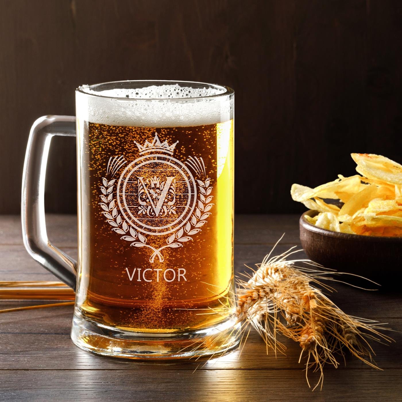 Vaso de cerveza personalizado Murrano para él con grabado