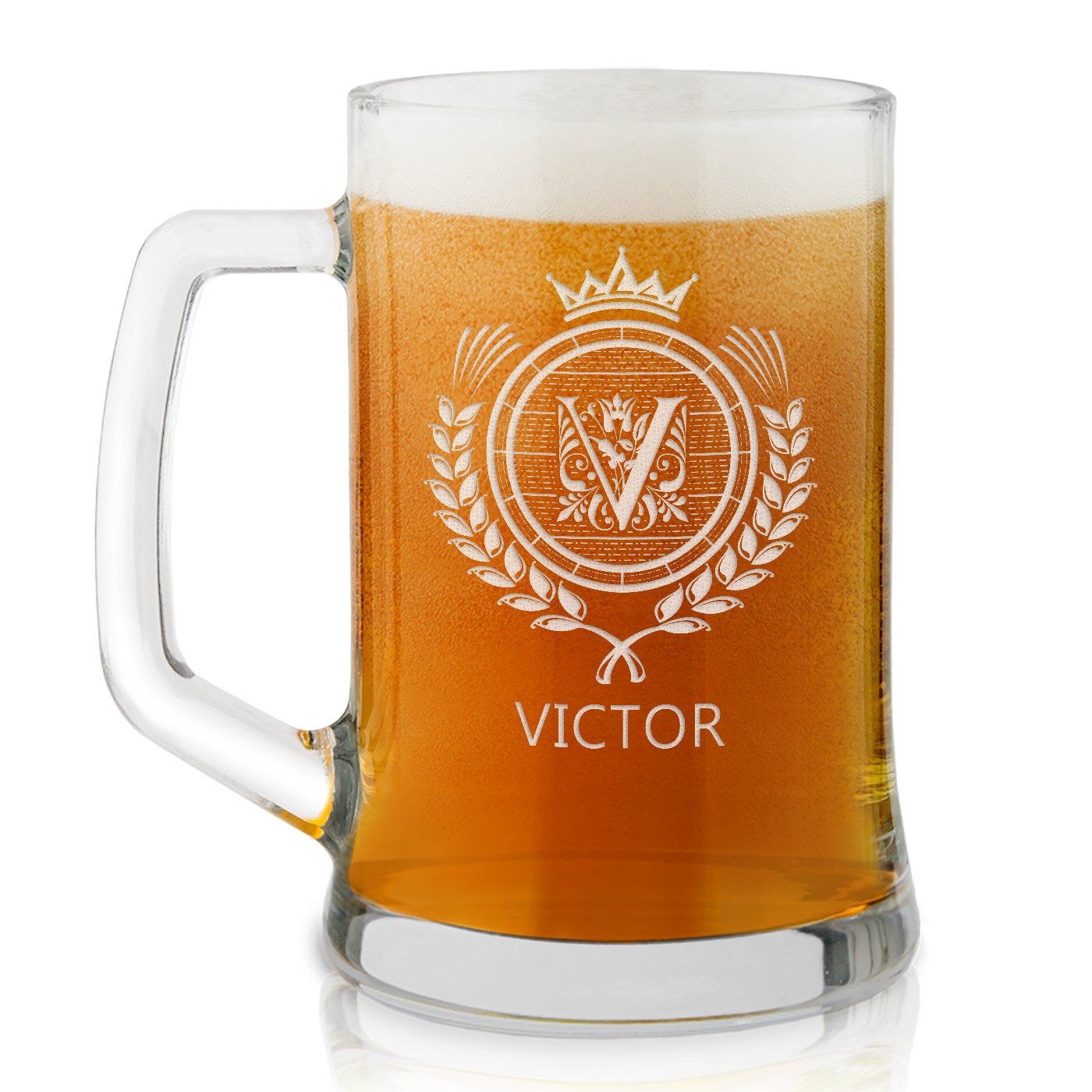 Vaso de cerveza personalizado Murrano para él con grabado