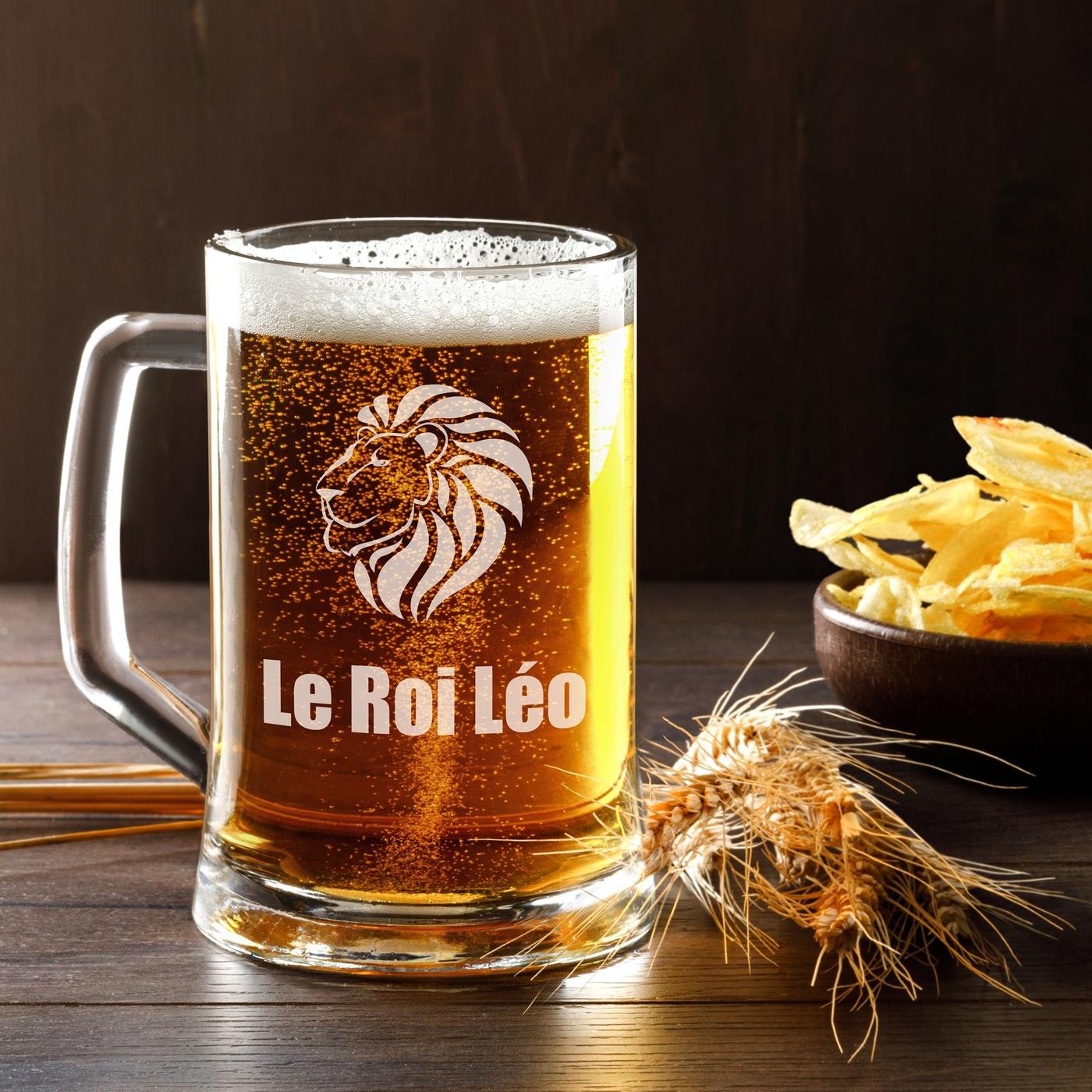 Taza de vidrio para cerveza personalizada Murrano con grabado láser