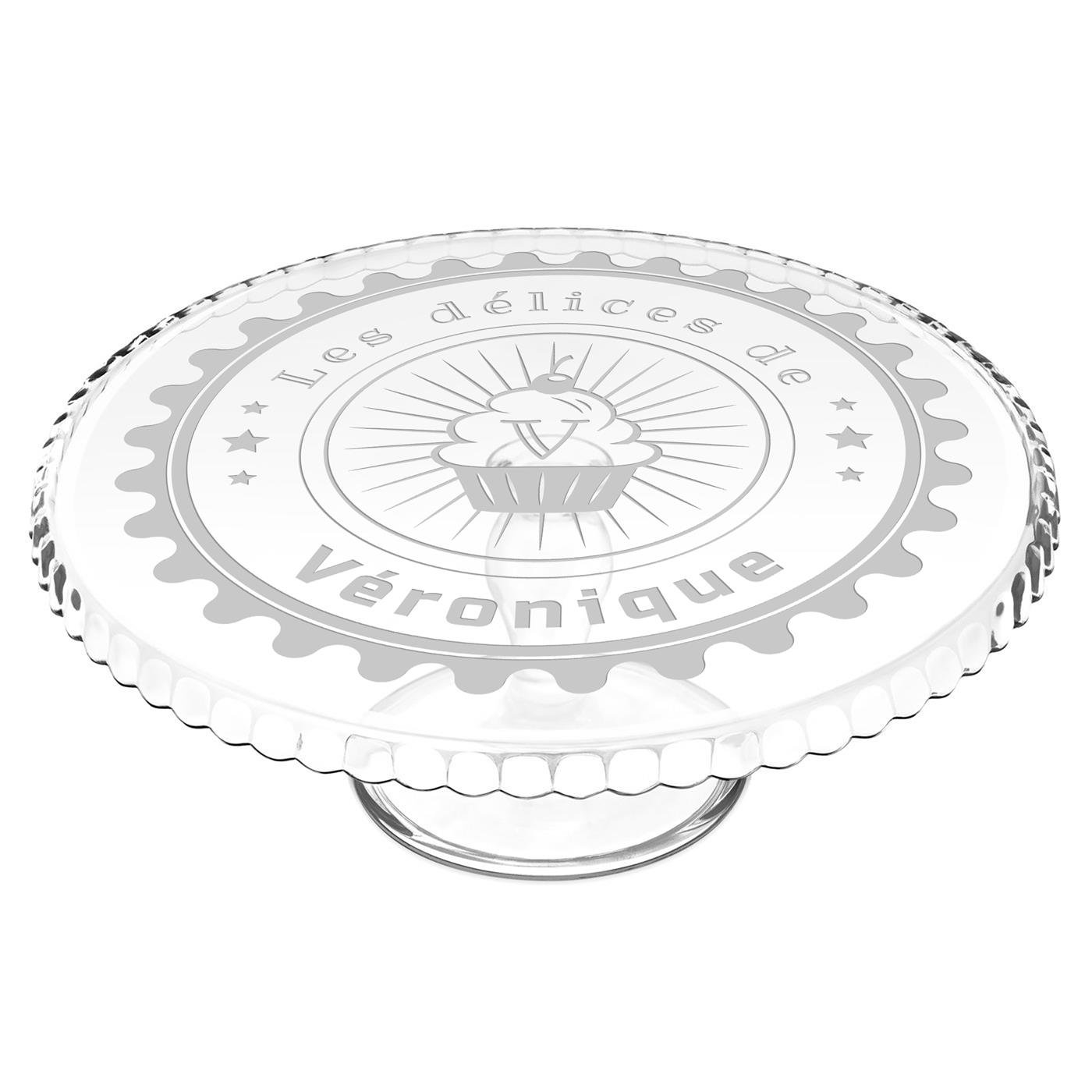 Murrano Glass Cake Stand with Personalized Engraving for a Friend's Birthday