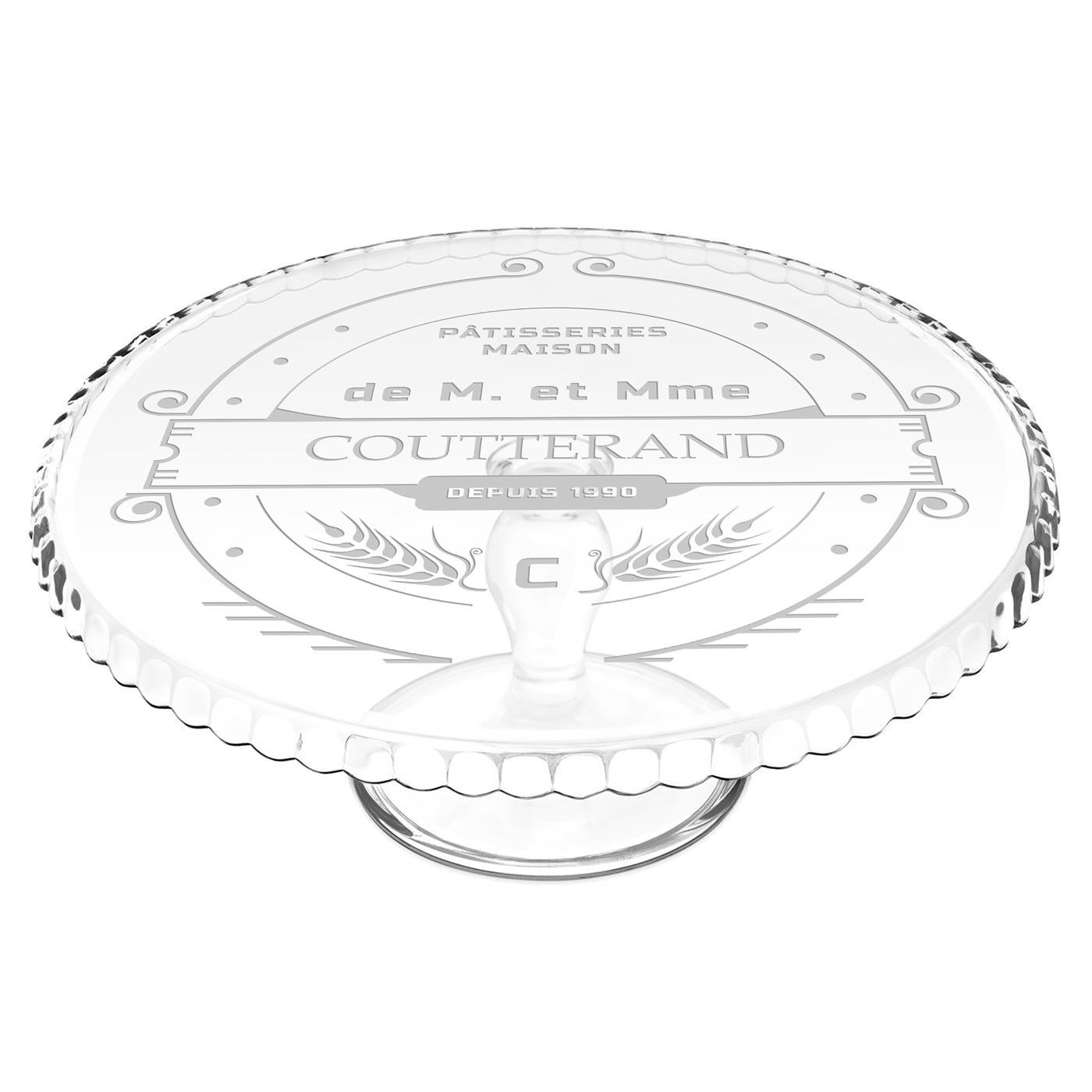 Murrano Glass Cake Stand with Personalized Engraving for Couple - Wedding Anniversary