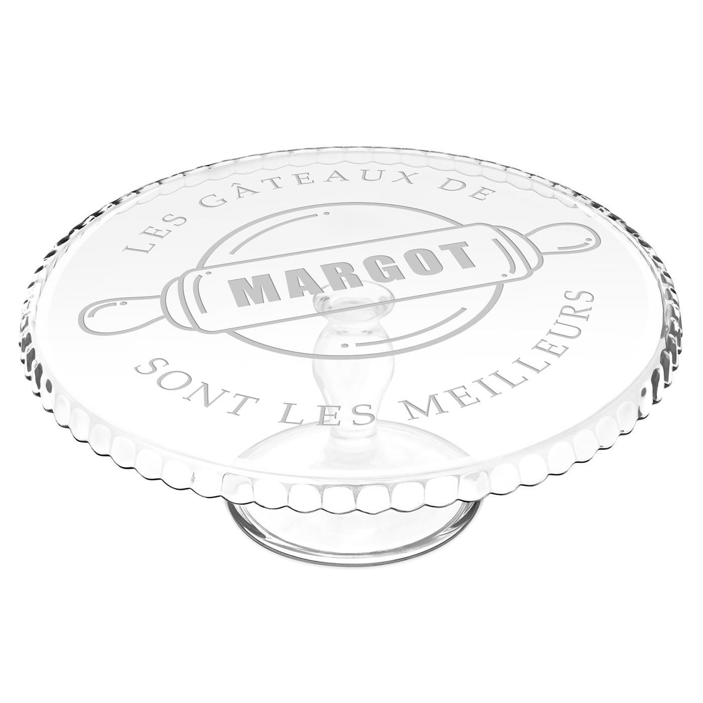 Murrano Glass Cake Stand with Personalized Gravure for a Girl's Birthday