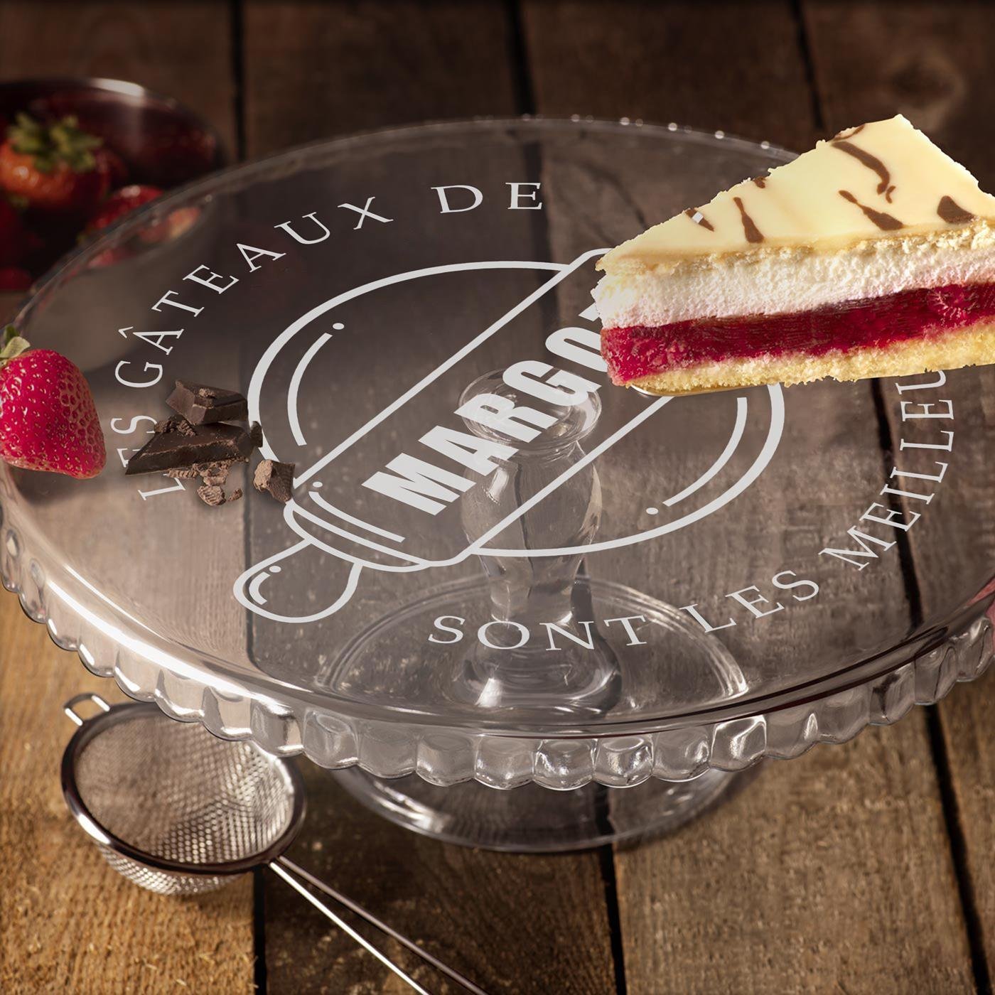 Murrano Glass Cake Stand with Personalized Gravure for a Girl's Birthday