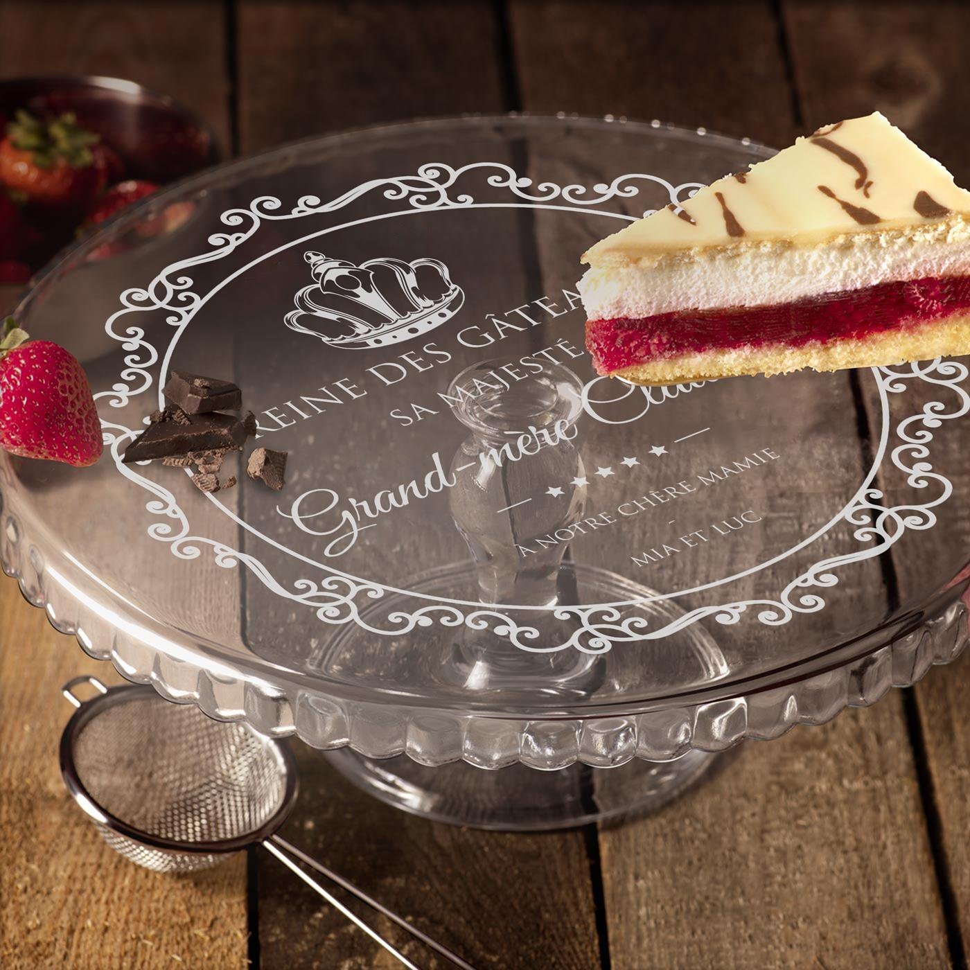 Murrano Customized Glass Cake Stand with Foot for Grandma's Birthday