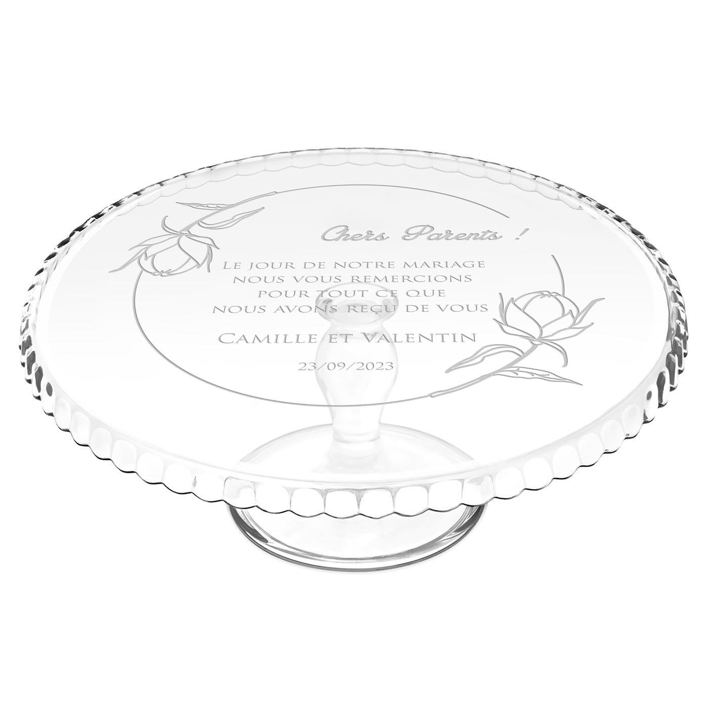 Murrano Customized Glass Cake Stand with Foot for Parents - Wedding Anniversary Thank You