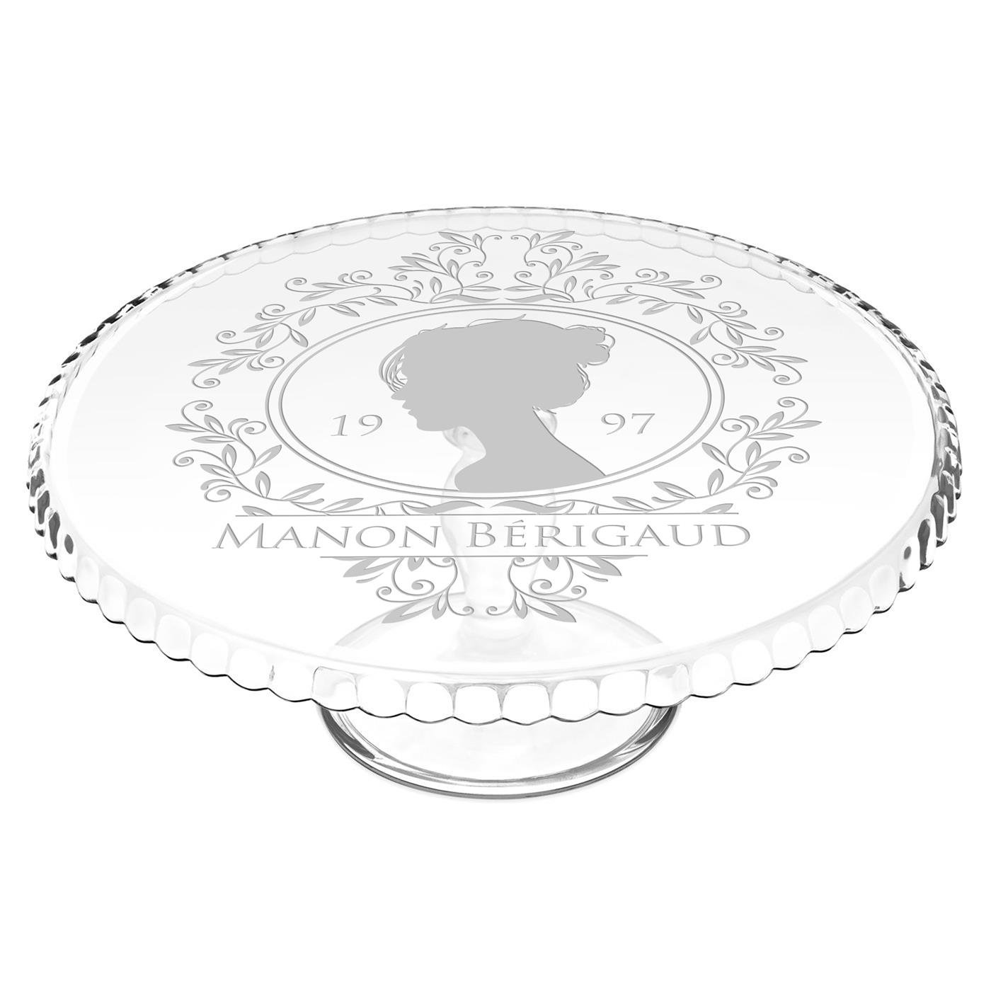 Murrano Glass Cake Stand with Personalized Engraving for Godmother's Birthday
