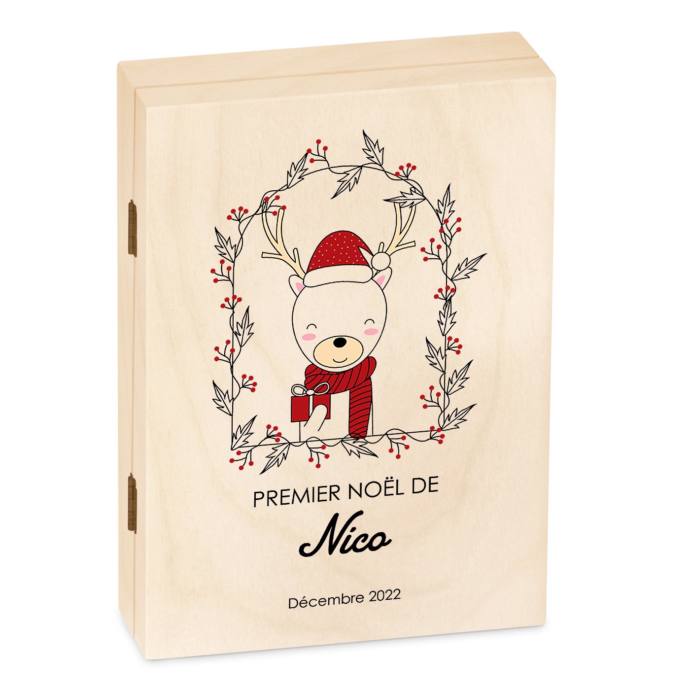 Murrano Children's Cutlery Set in Wooden Box with Boy's Christmas Print