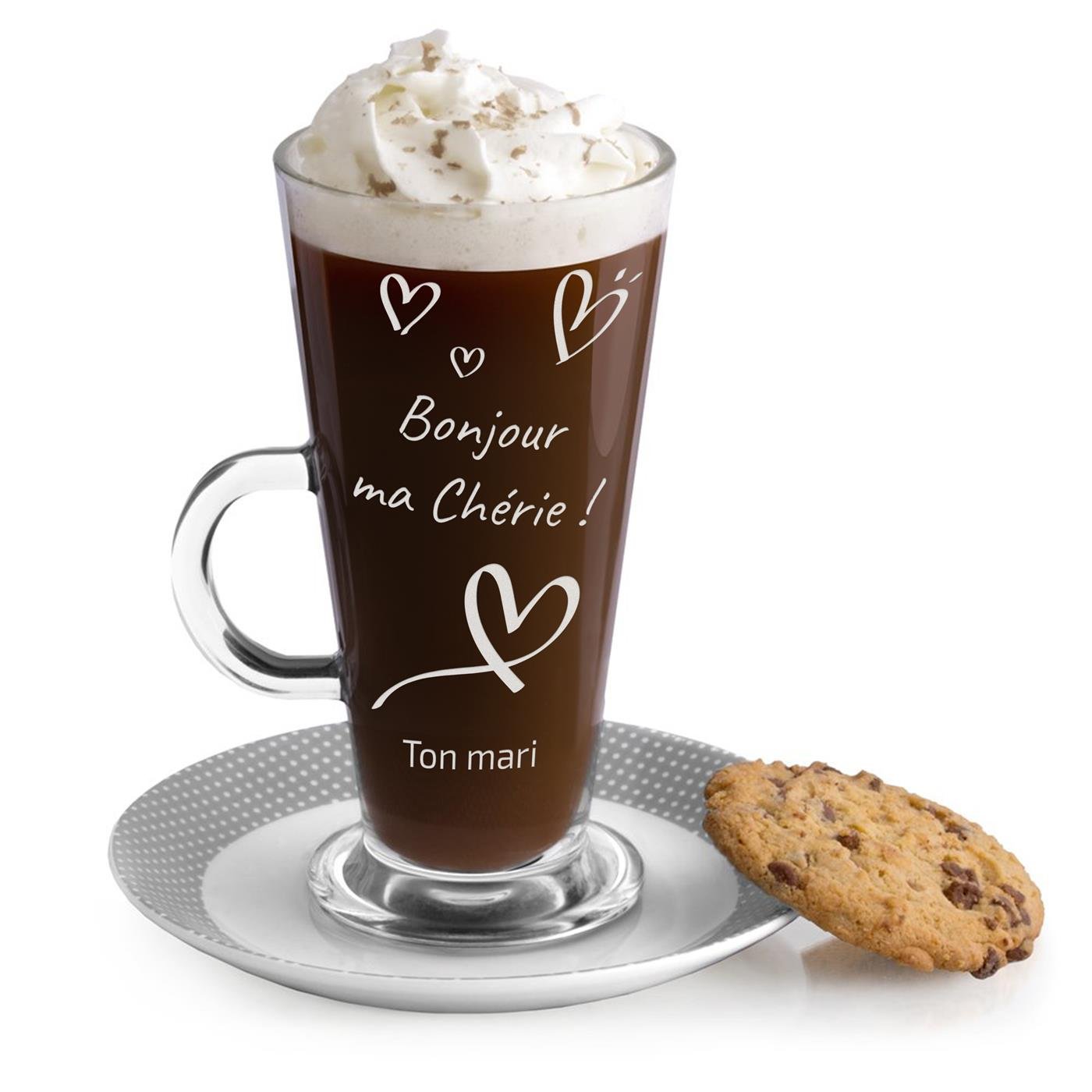 Vaso personalizado para latte de Murrano para mujeres - Regalo del Día de San Valentín