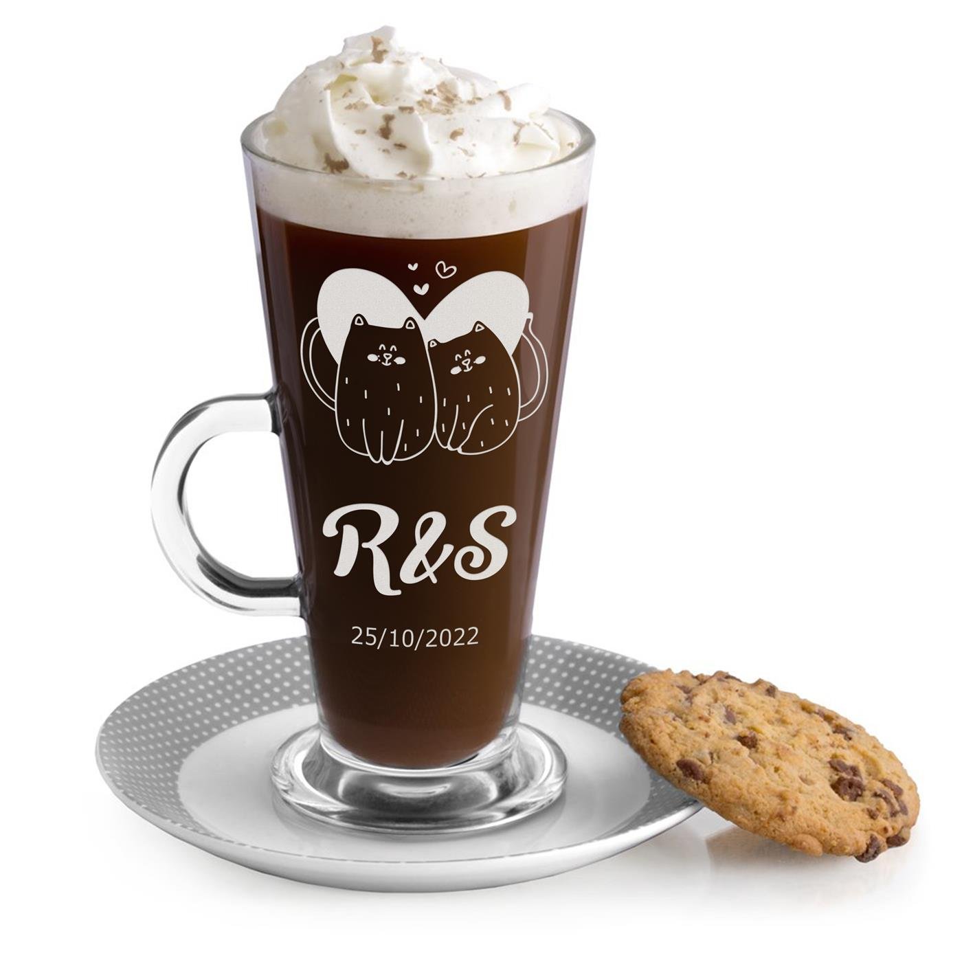 Vaso de café personalizado Murrano para una pareja para el aniversario de boda