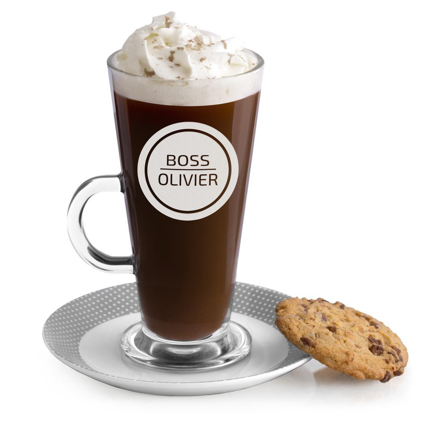 Vidrio personalizado para latte macchiato de Murrano para el cumpleaños de un jefe