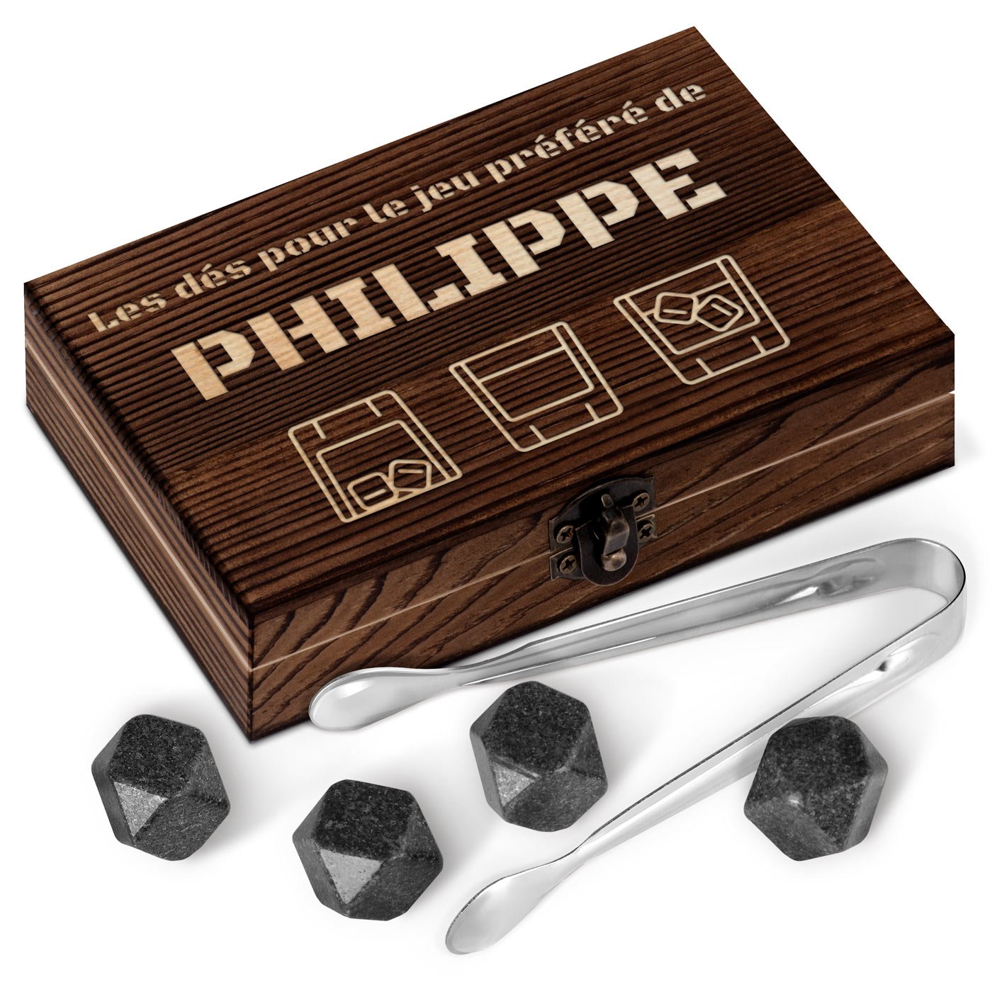 Murrano Customized Wood Box Whisky Stones for Friend's Birthday