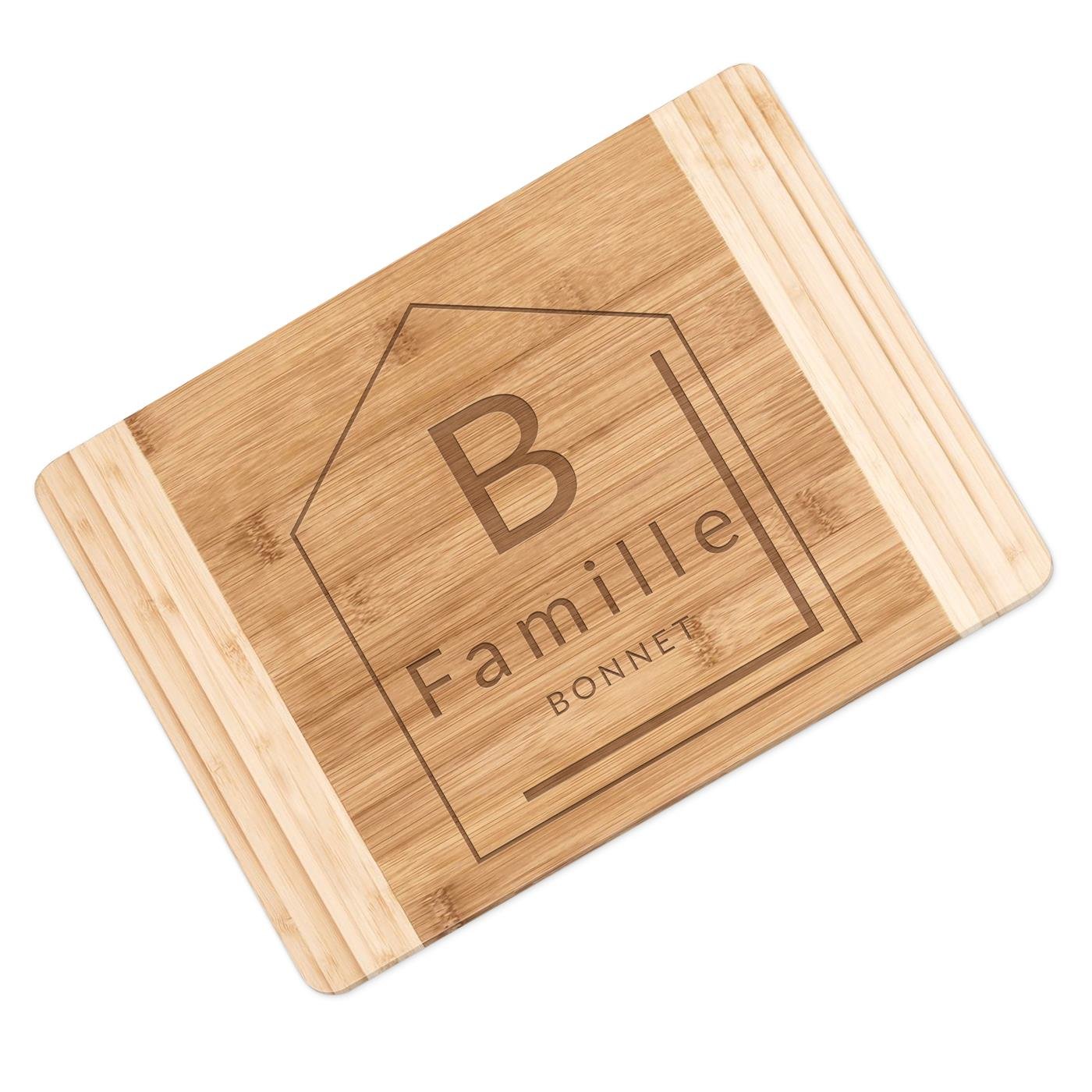 Planche à découper en bois de bambou personnalisée Murrano pour familles