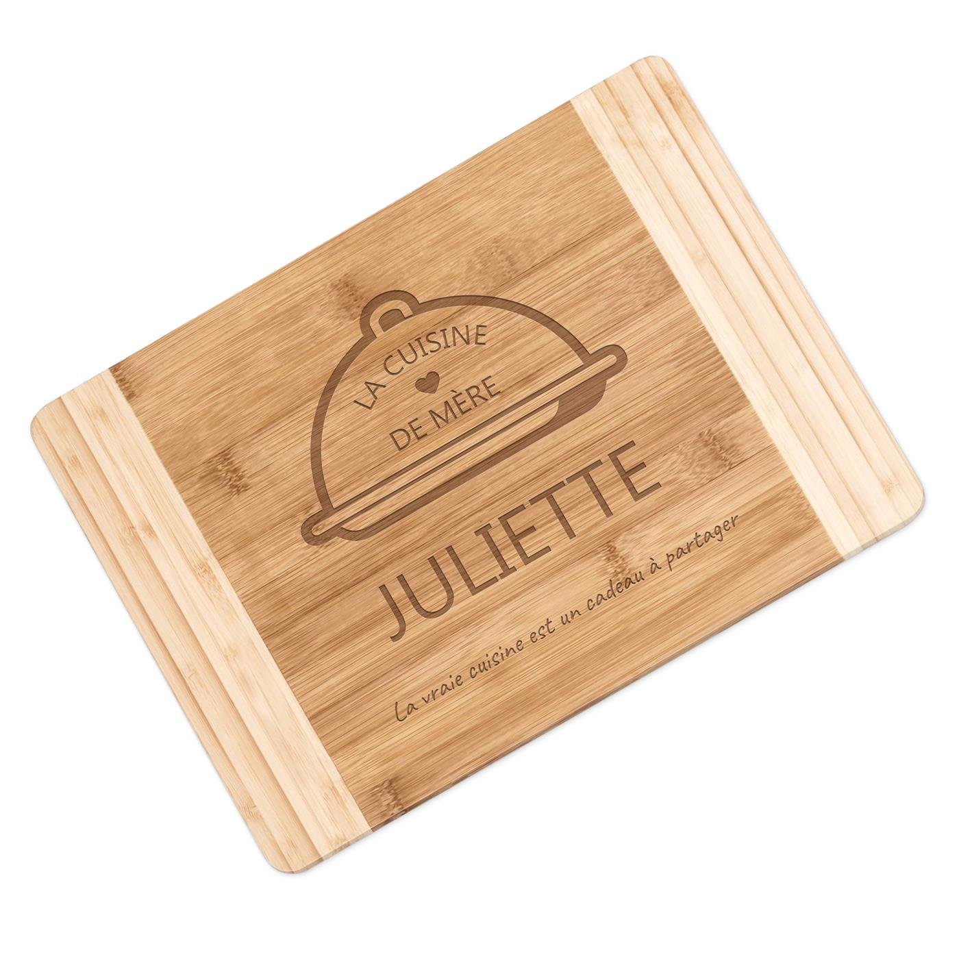 Planche à découper en bois de bambou personnalisée Murrano pour la fête des mères