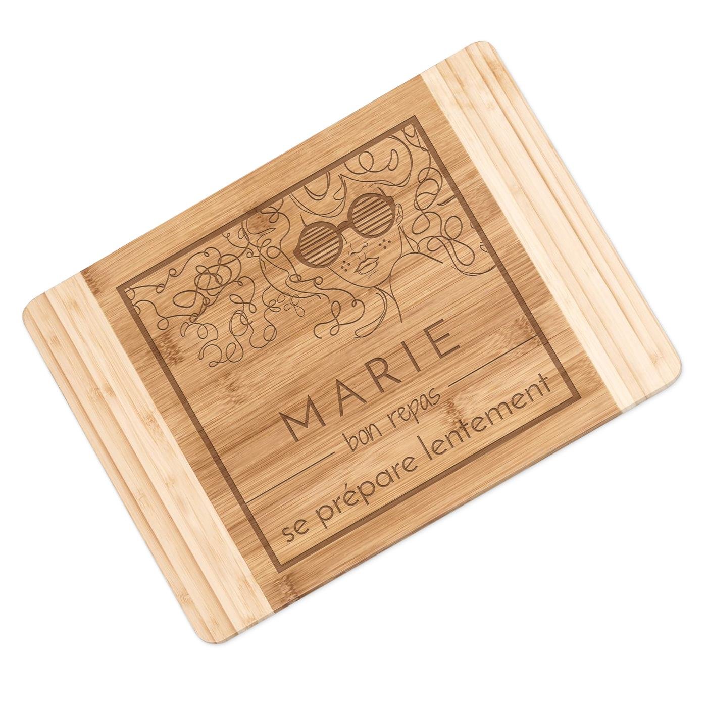 Murrano Bamboo Cutting Board with Personalized Engraving for Her Anniversary