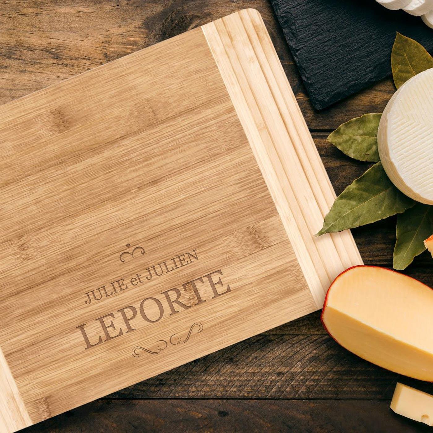 Planche à découper en bambou personnalisée Murrano pour jeunes mariés