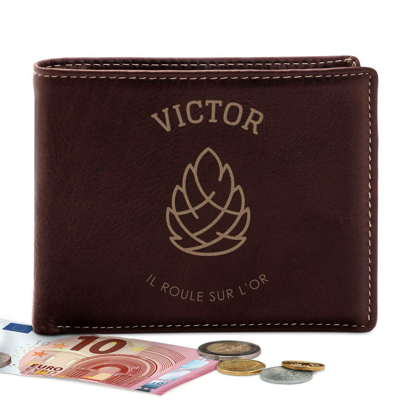 Billetera de cuero personalizada Murrano para el cumpleaños de un amigo