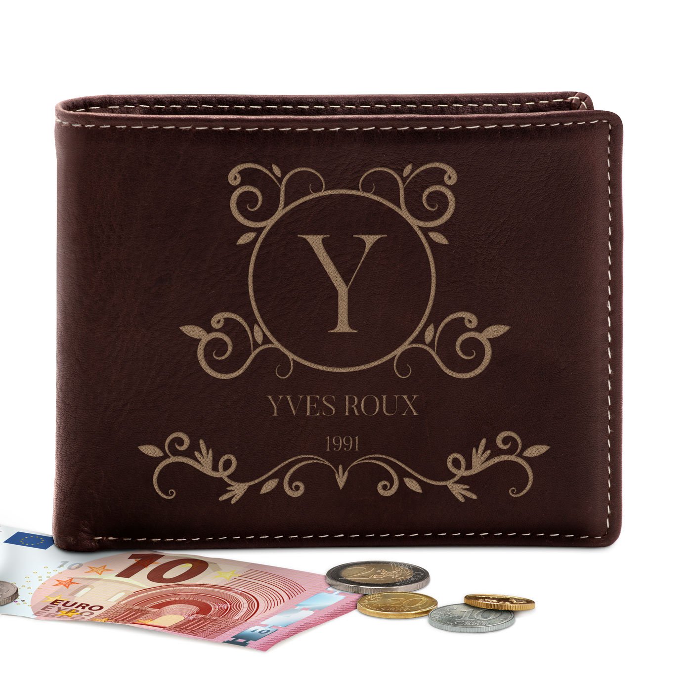 Billetera de cuero personalizada Murrano para el aniversario de un caballero