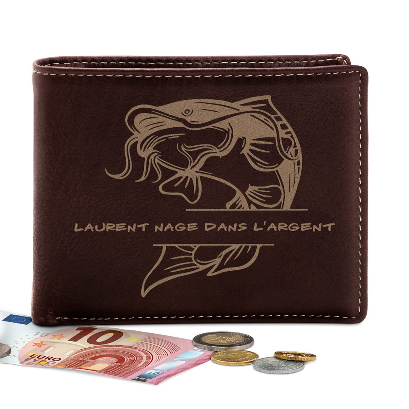 Billetera de cuero personalizada para pescadores Murrano