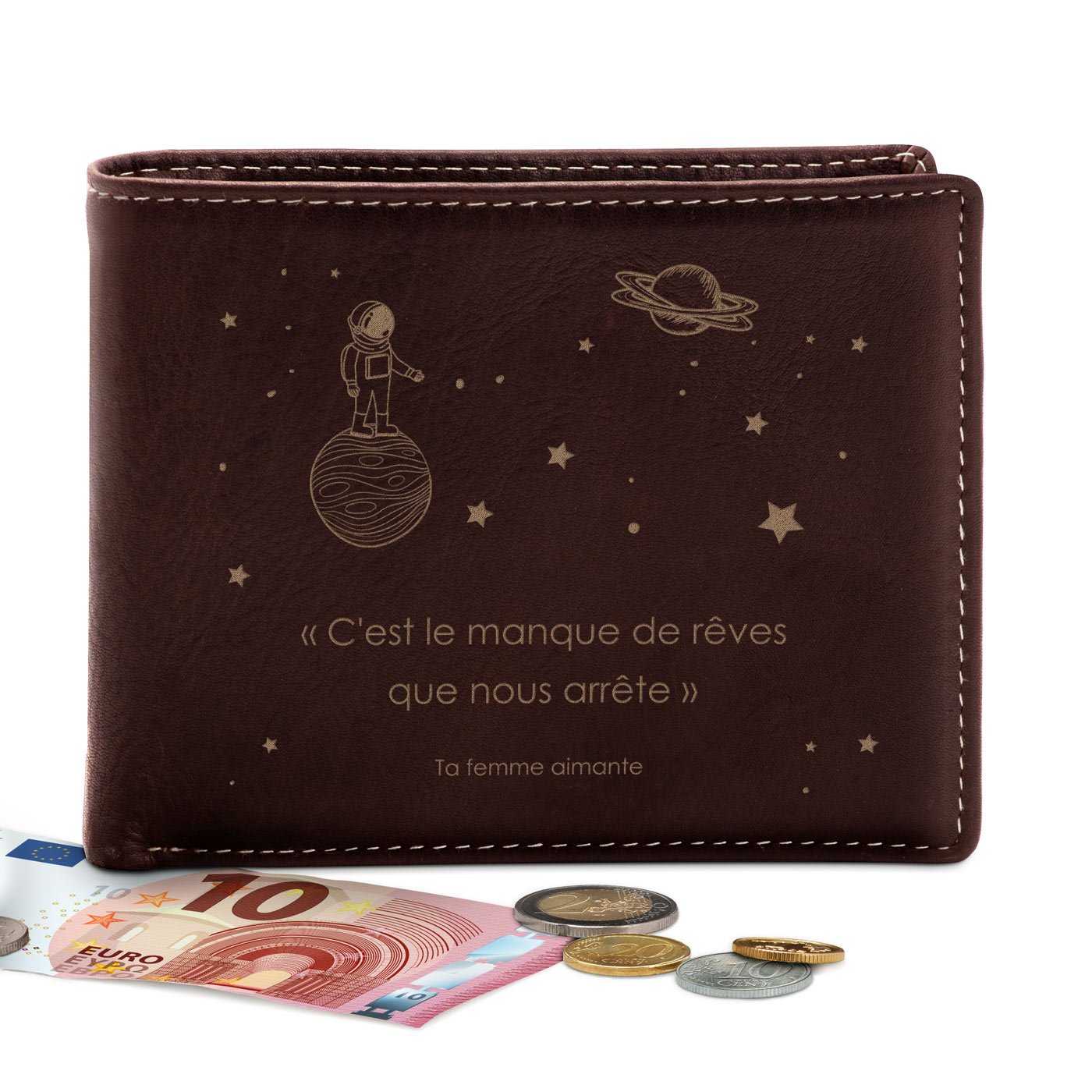 Billetera de cuero personalizada Murrano para marido